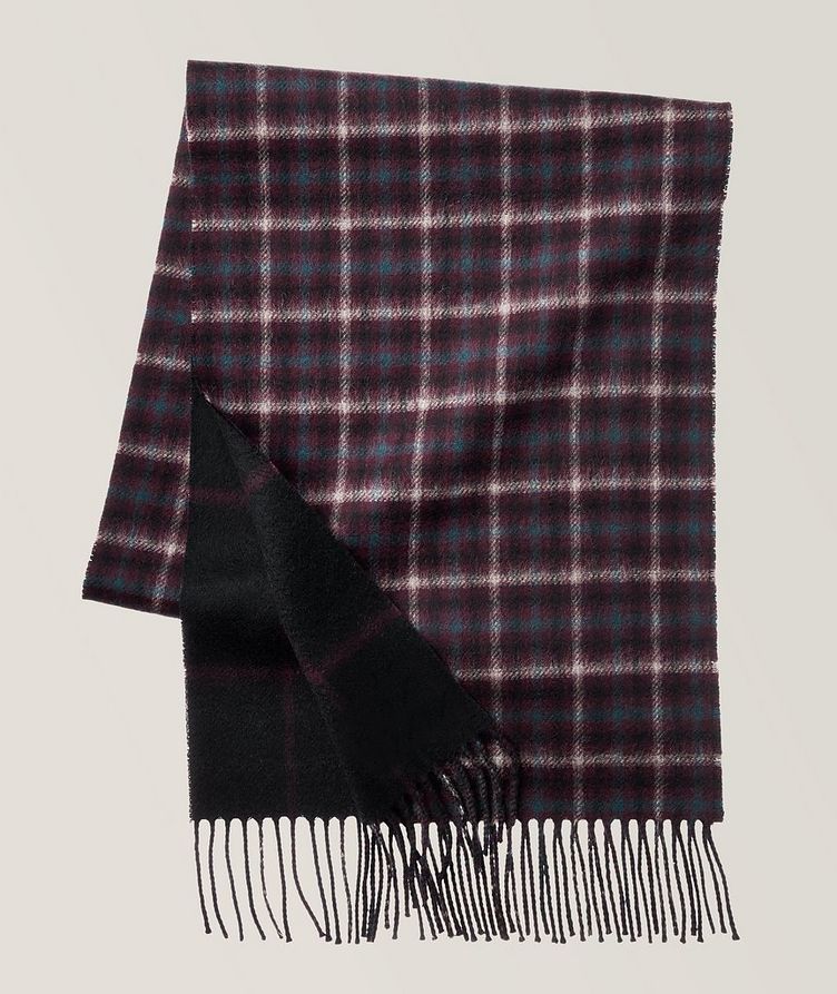 Fringed Reversible Cashmere Check Scarf image 0