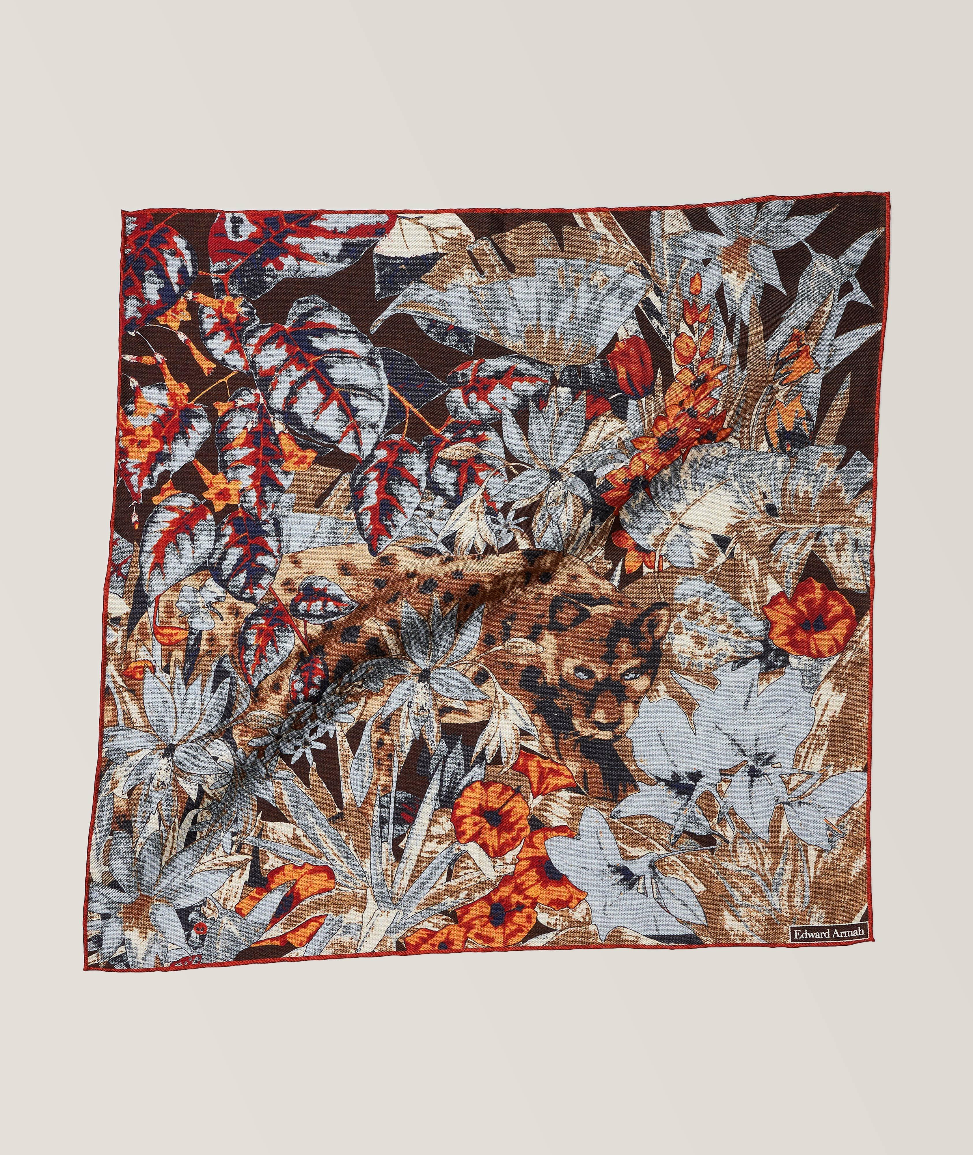 Leopard Jungle Print Silk Pocket Square  image 0