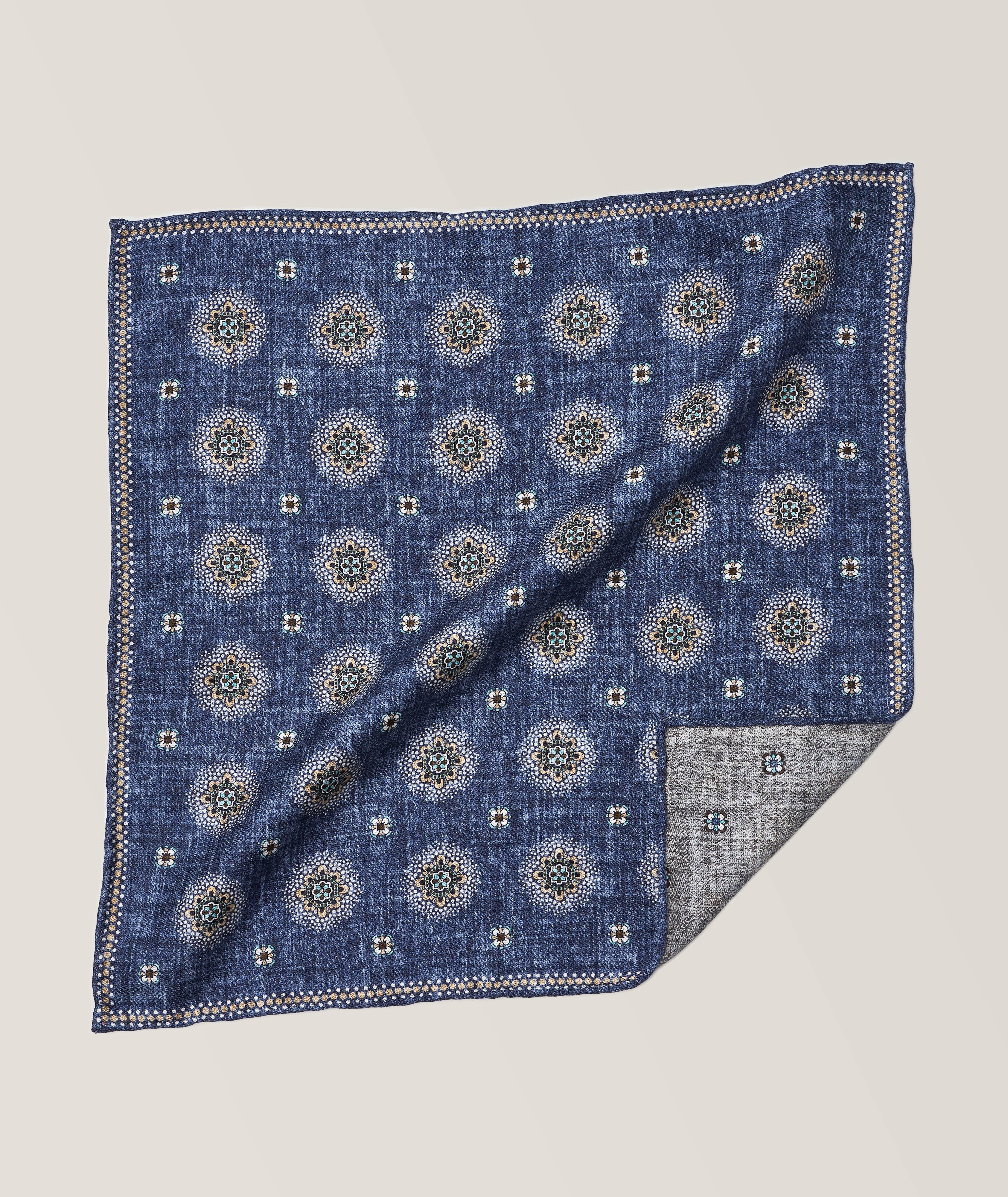Reversible Neat & Foulard Silk Pocket Square  image 0
