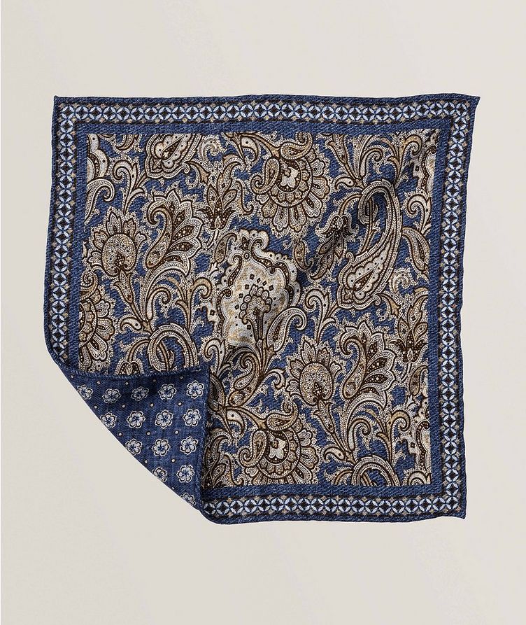 Reversible Paisley & Floral Silk Pocket Square  image 0