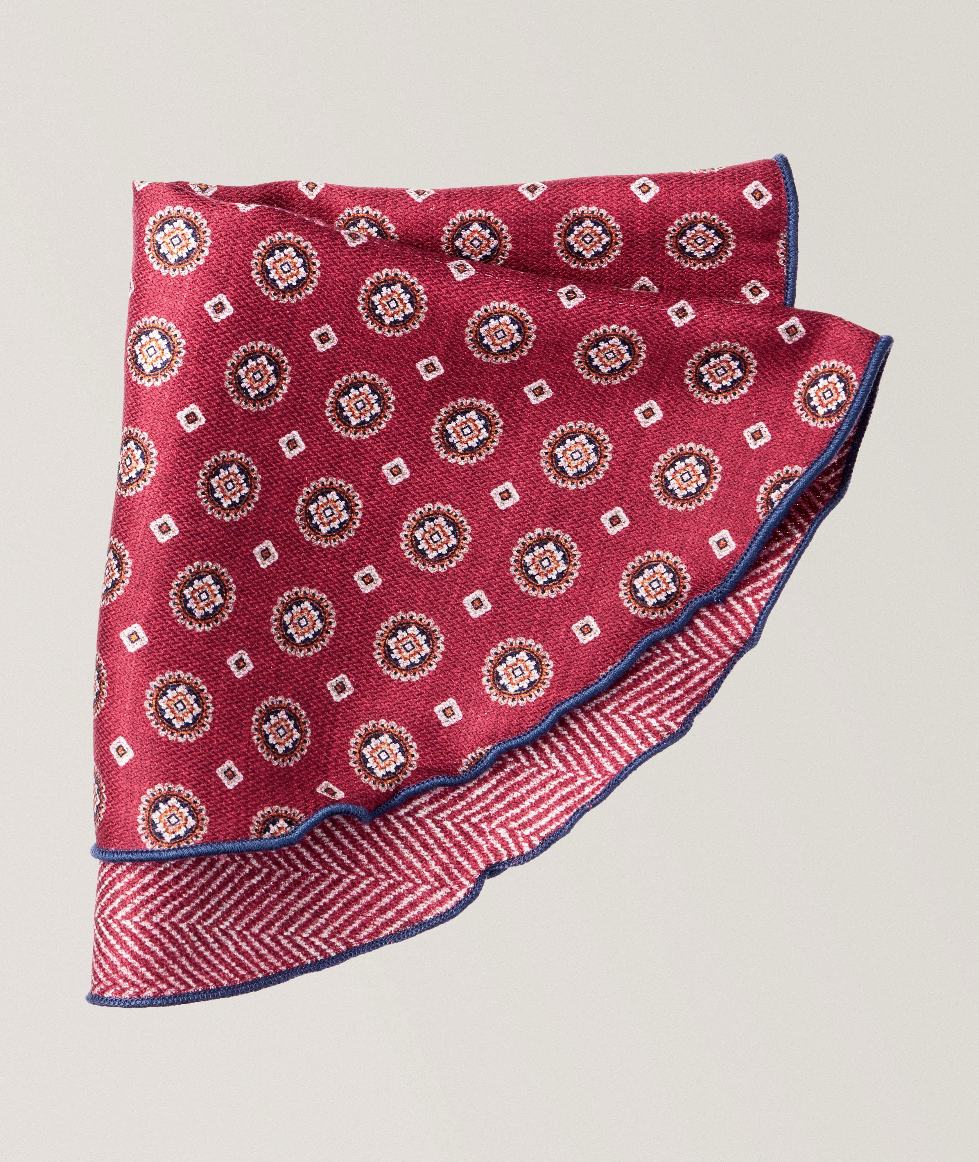 Reversible Herringbone & Medallion Print Pocket Circle image 0