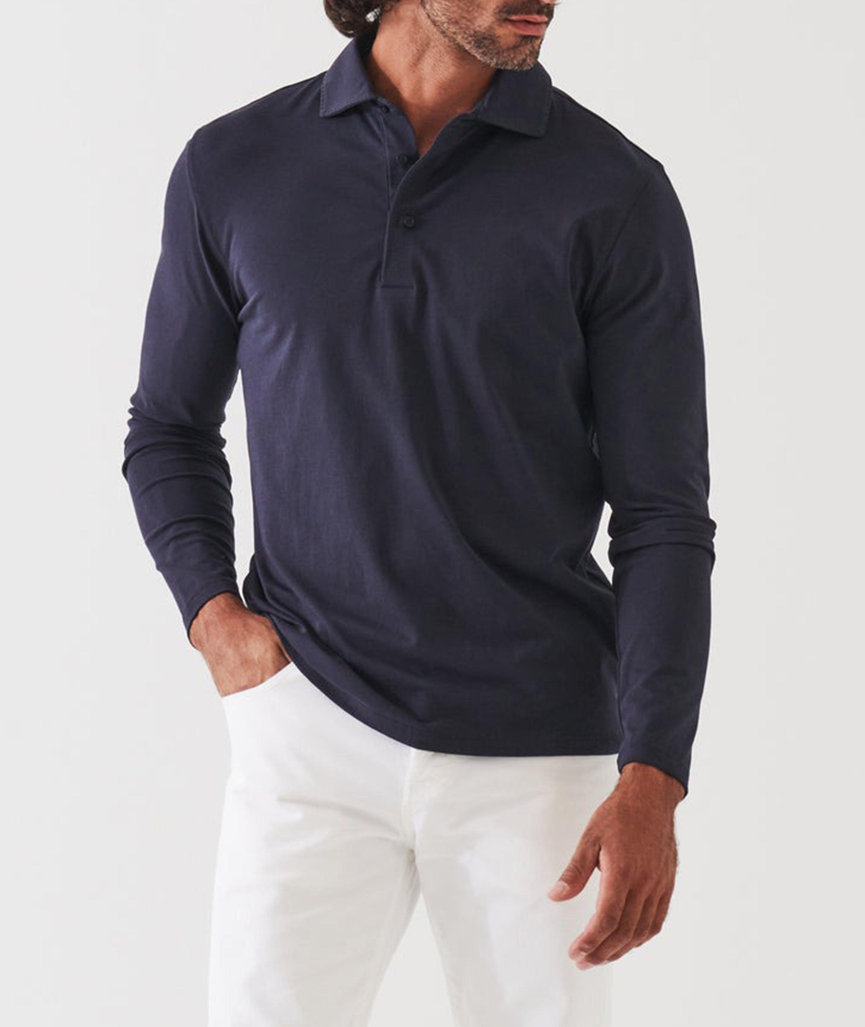 Long-Sleeve Stretch-Pima Cotton Polo image 1
