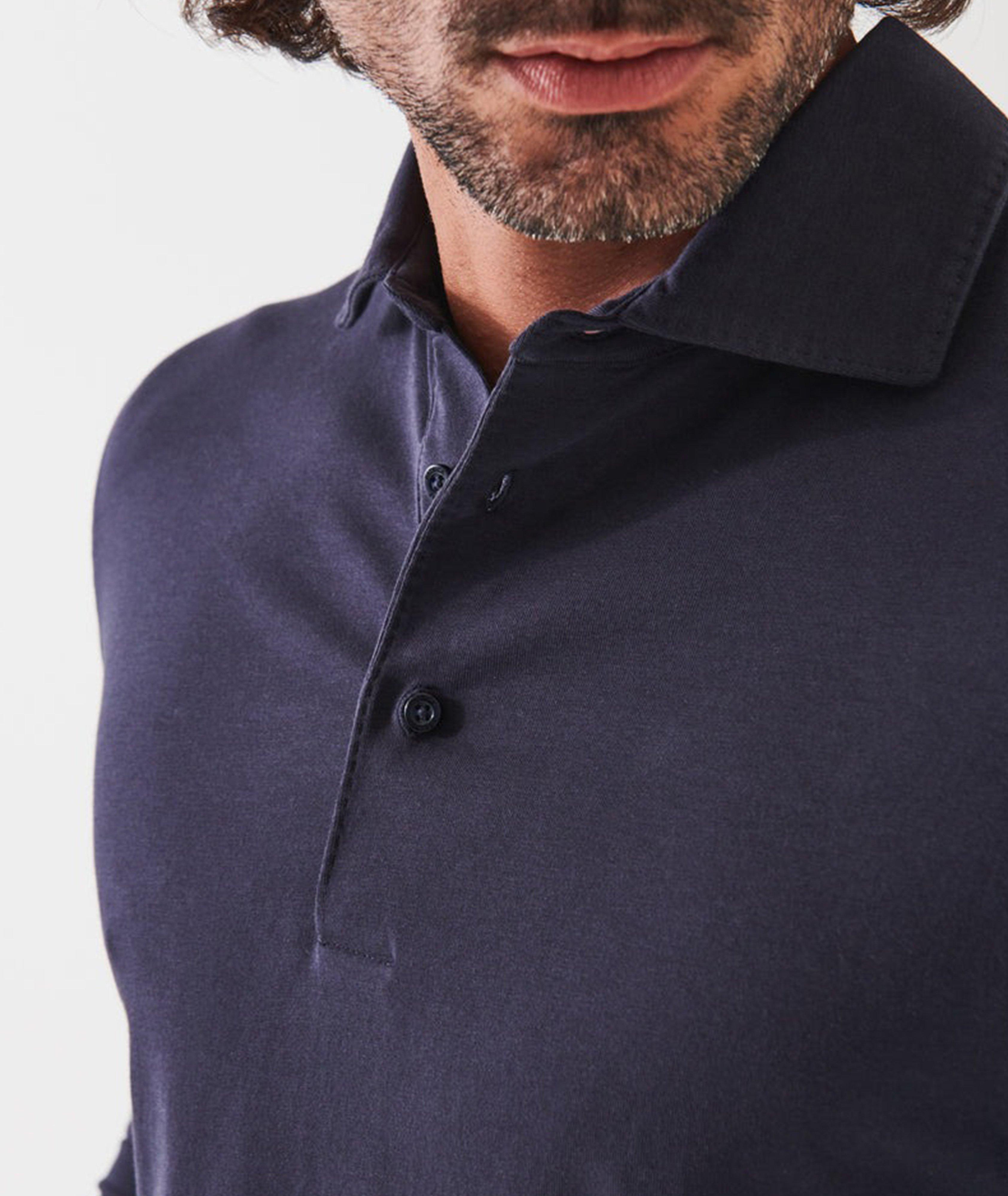 Long-Sleeve Stretch-Pima Cotton Polo image 2