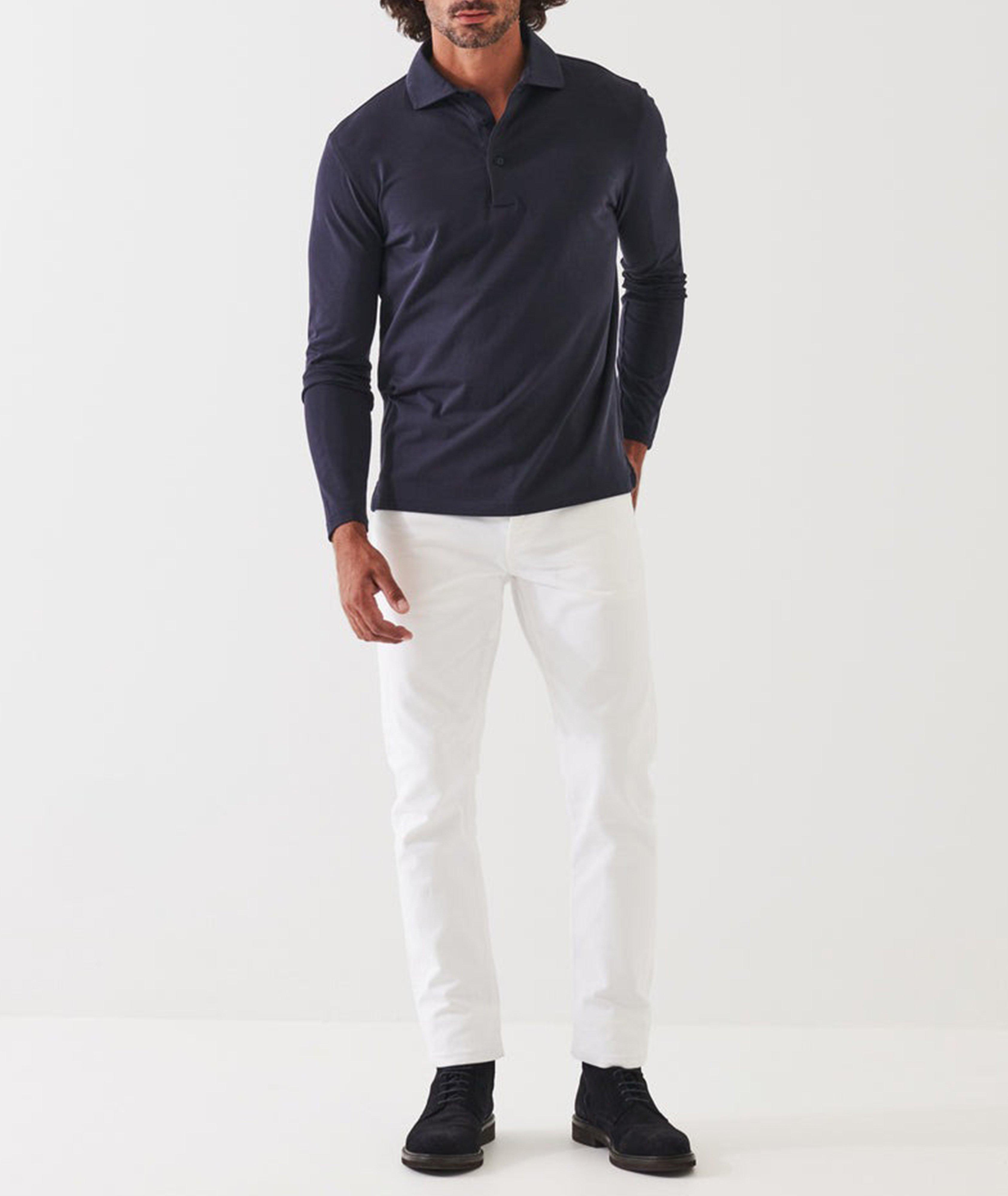 Long-Sleeve Stretch-Pima Cotton Polo image 3