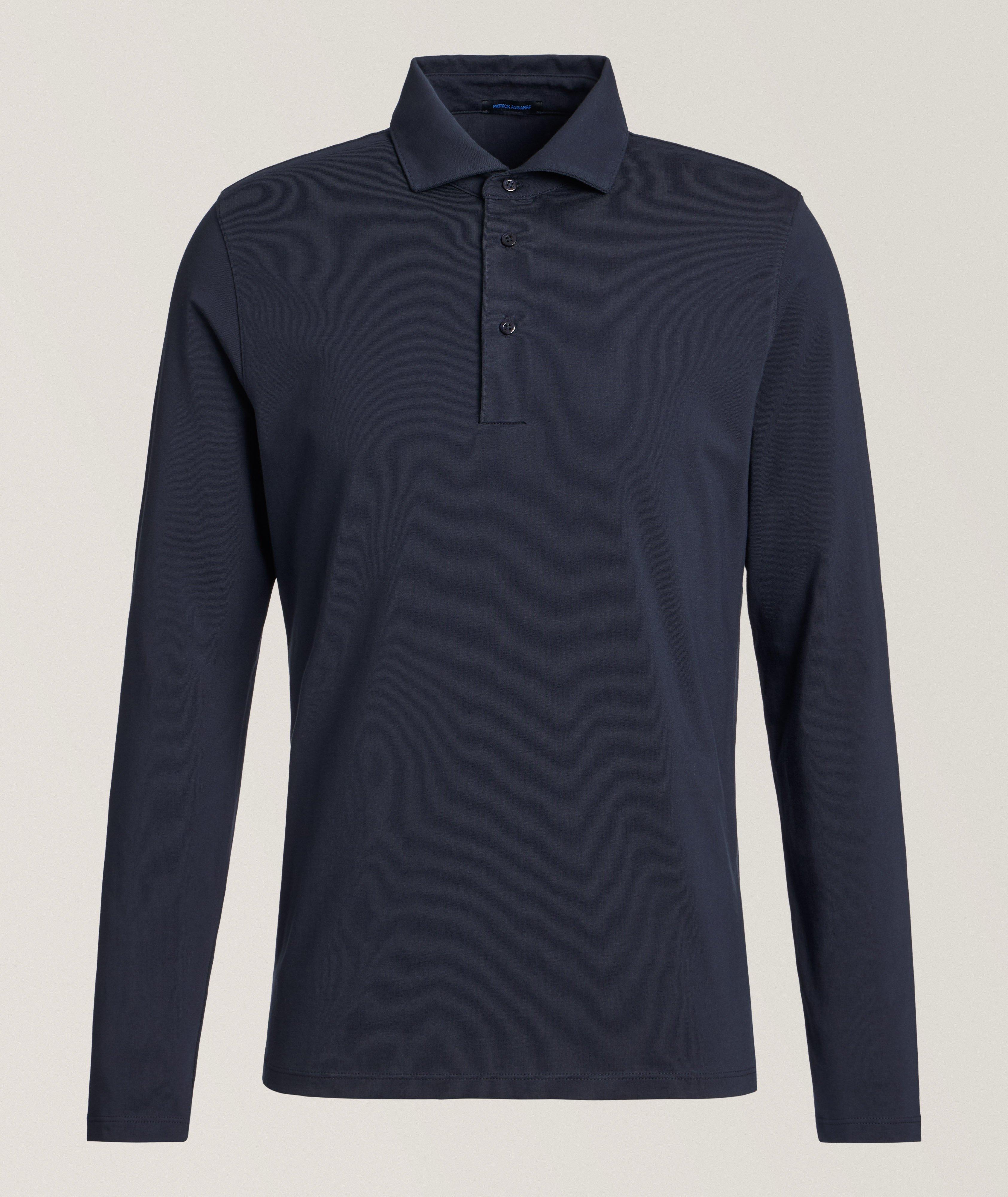 Long-Sleeve Stretch-Pima Cotton Polo image 0