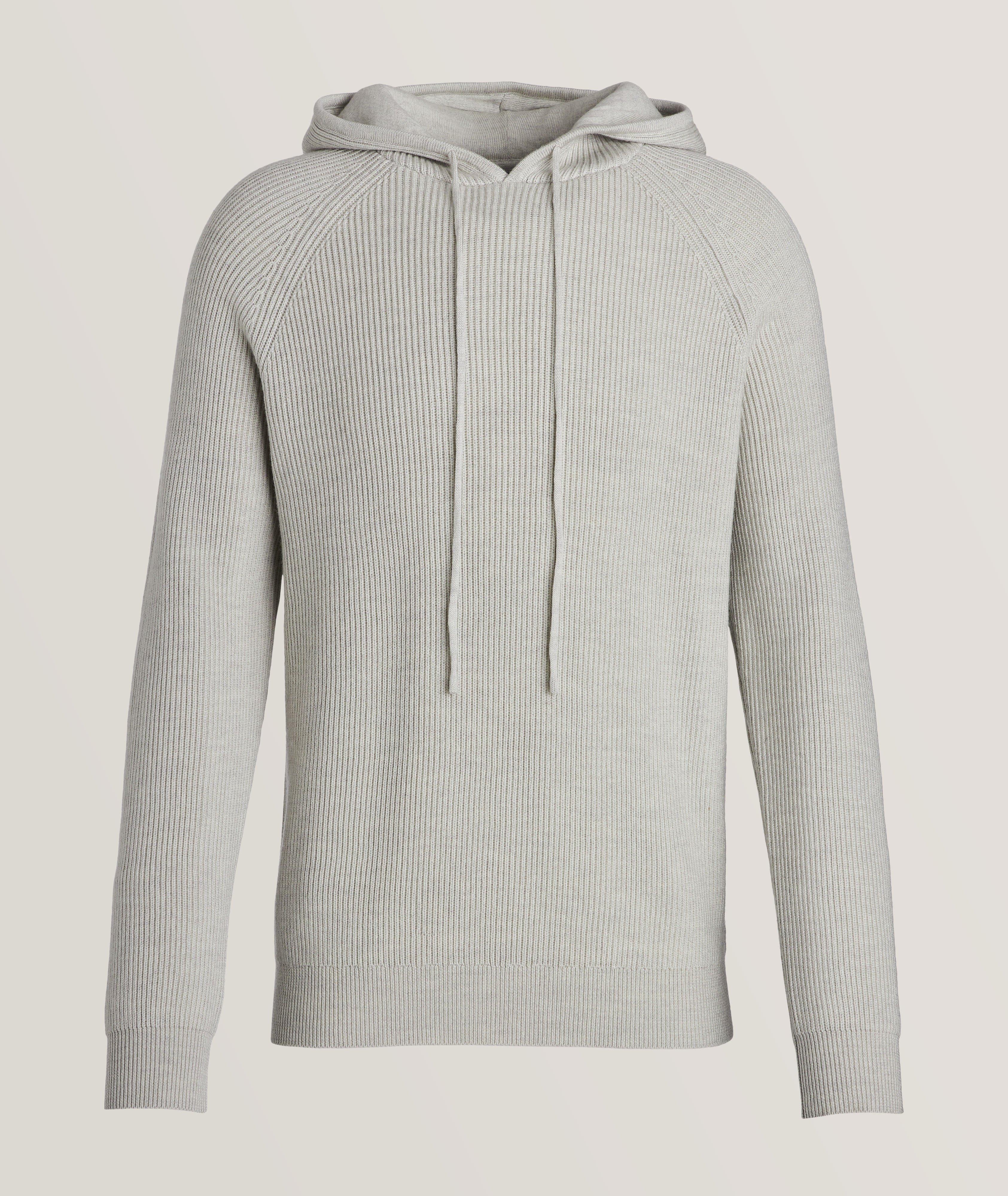 Thick Rib-Knitted Merino Wool Hoodie image 0