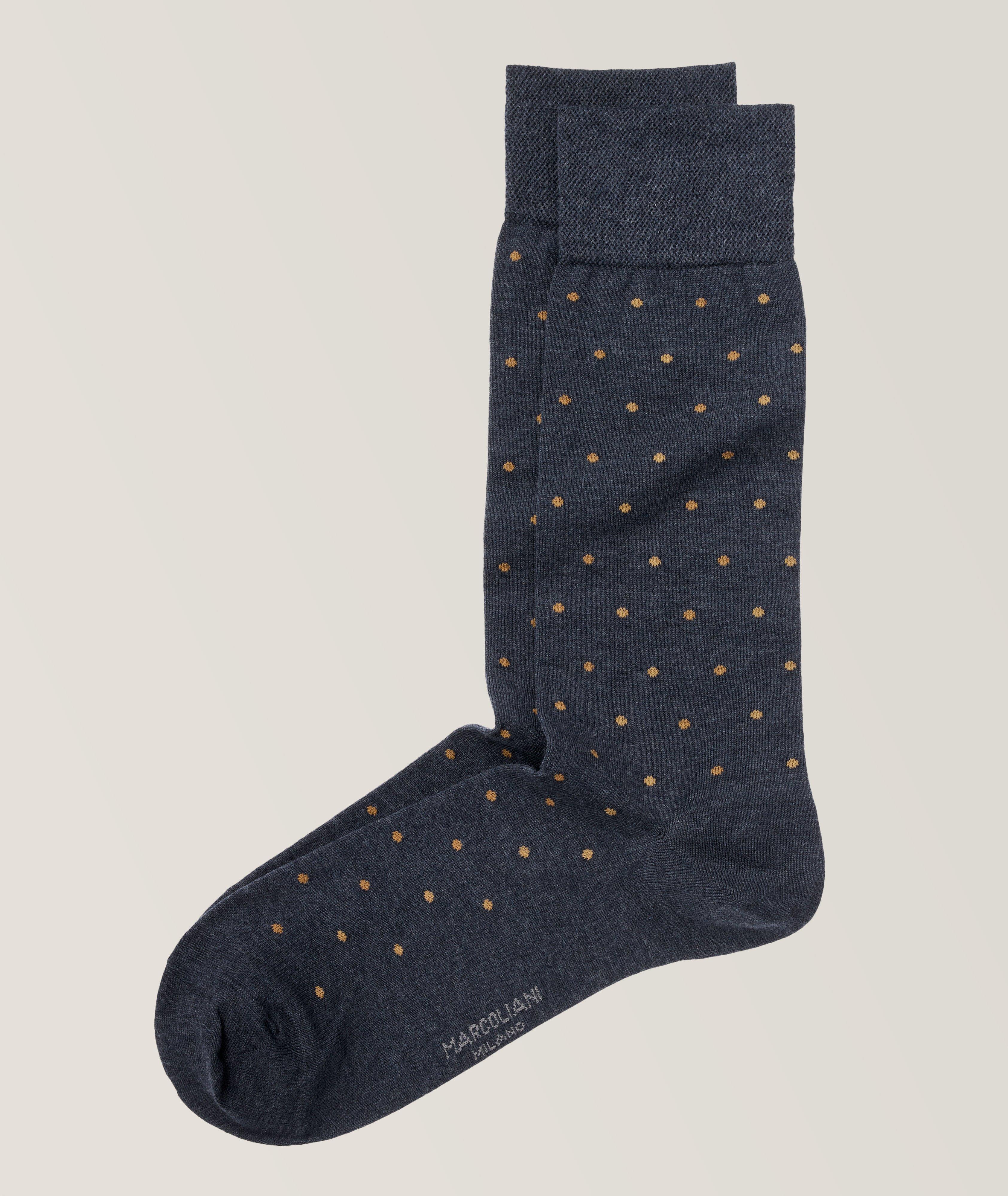Marcoliani Polka-Dot Pima Cotton-Blend Dress Socks, Socks