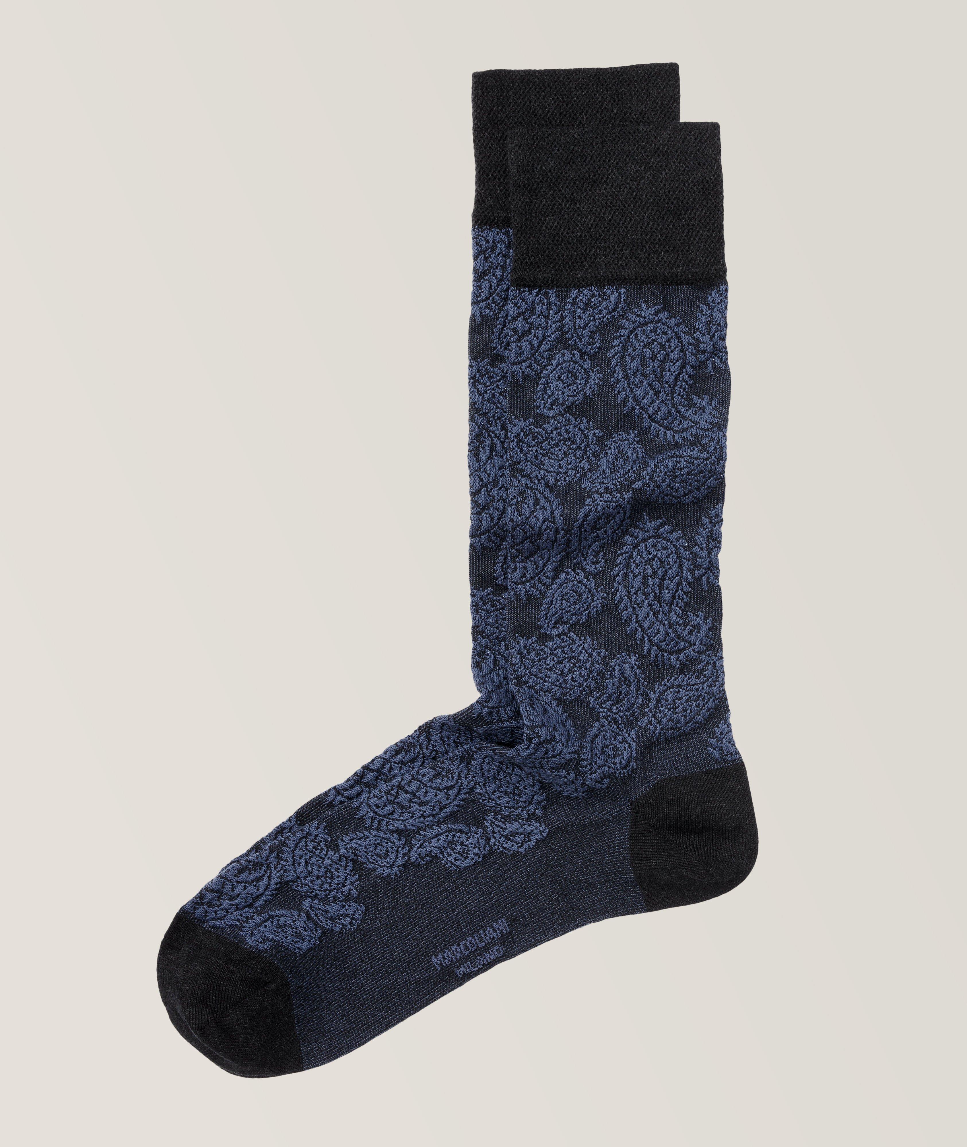 Marcoliani Paisley Damask Pima Cotton-Blend Socks, Socks