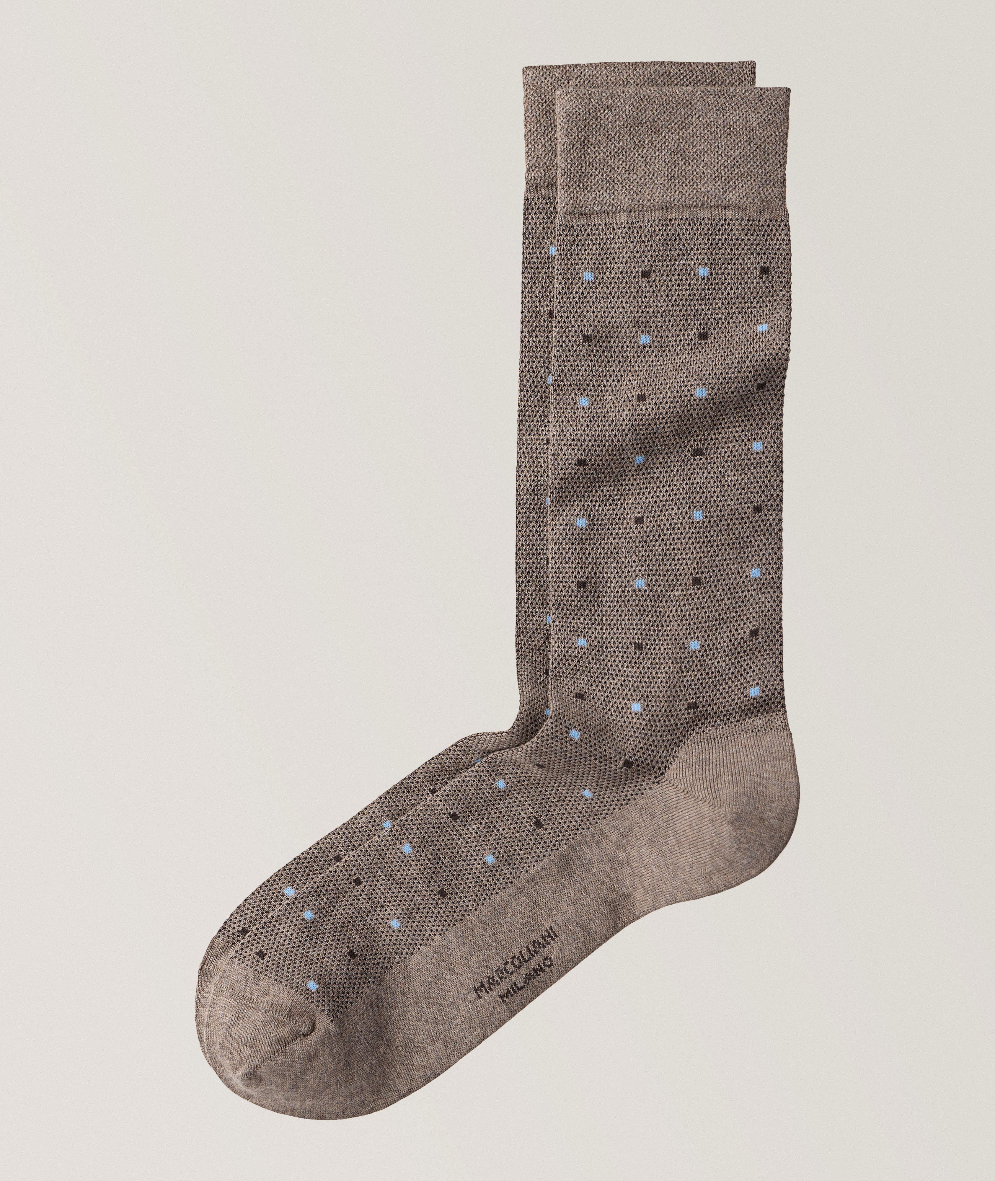 Marcoliani Contemporary Dots Pima Cotton-Blend Dress Socks, Socks