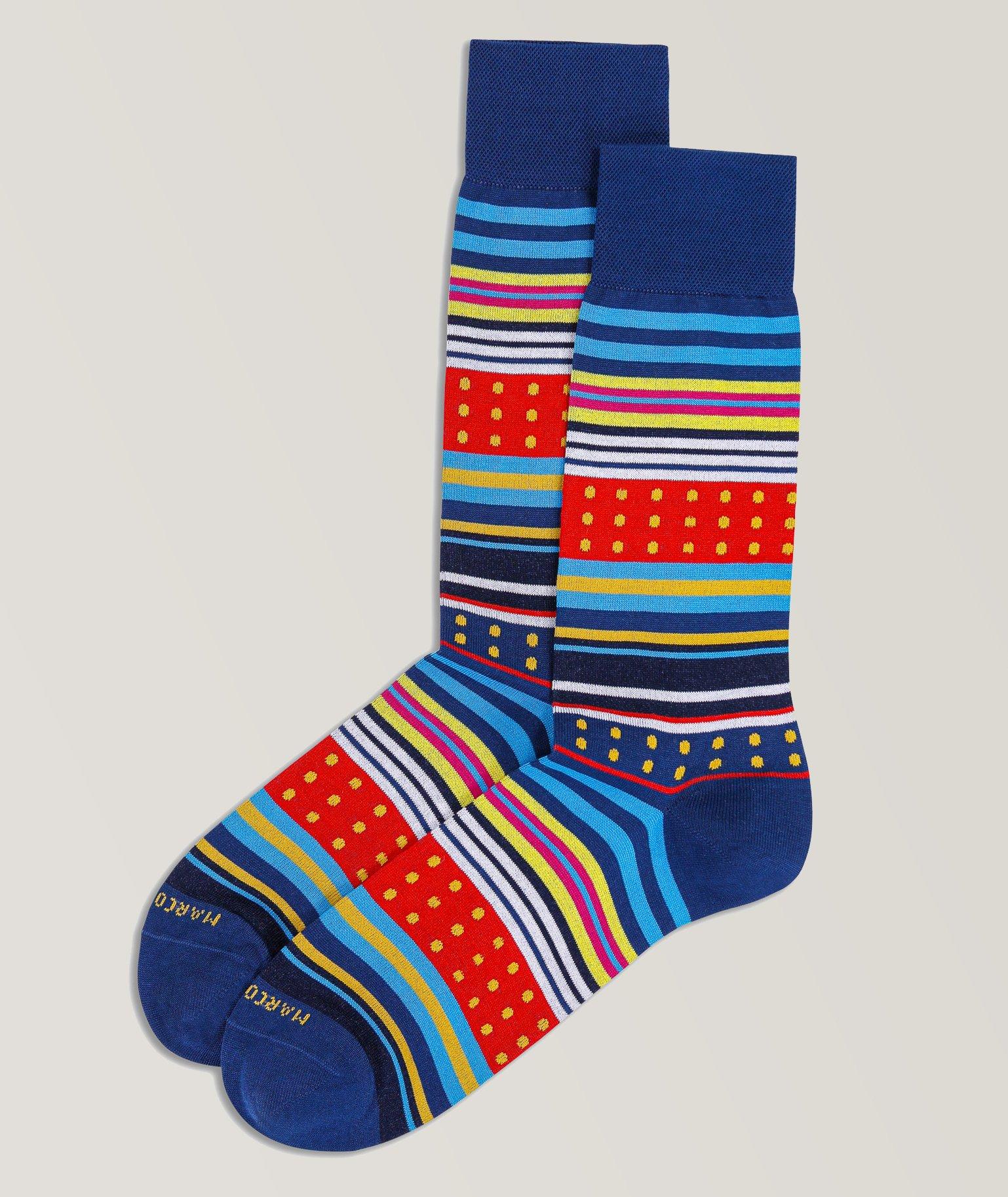 Marcoliani Contemporary Dots Pima Cotton-Blend Dress Socks, Socks