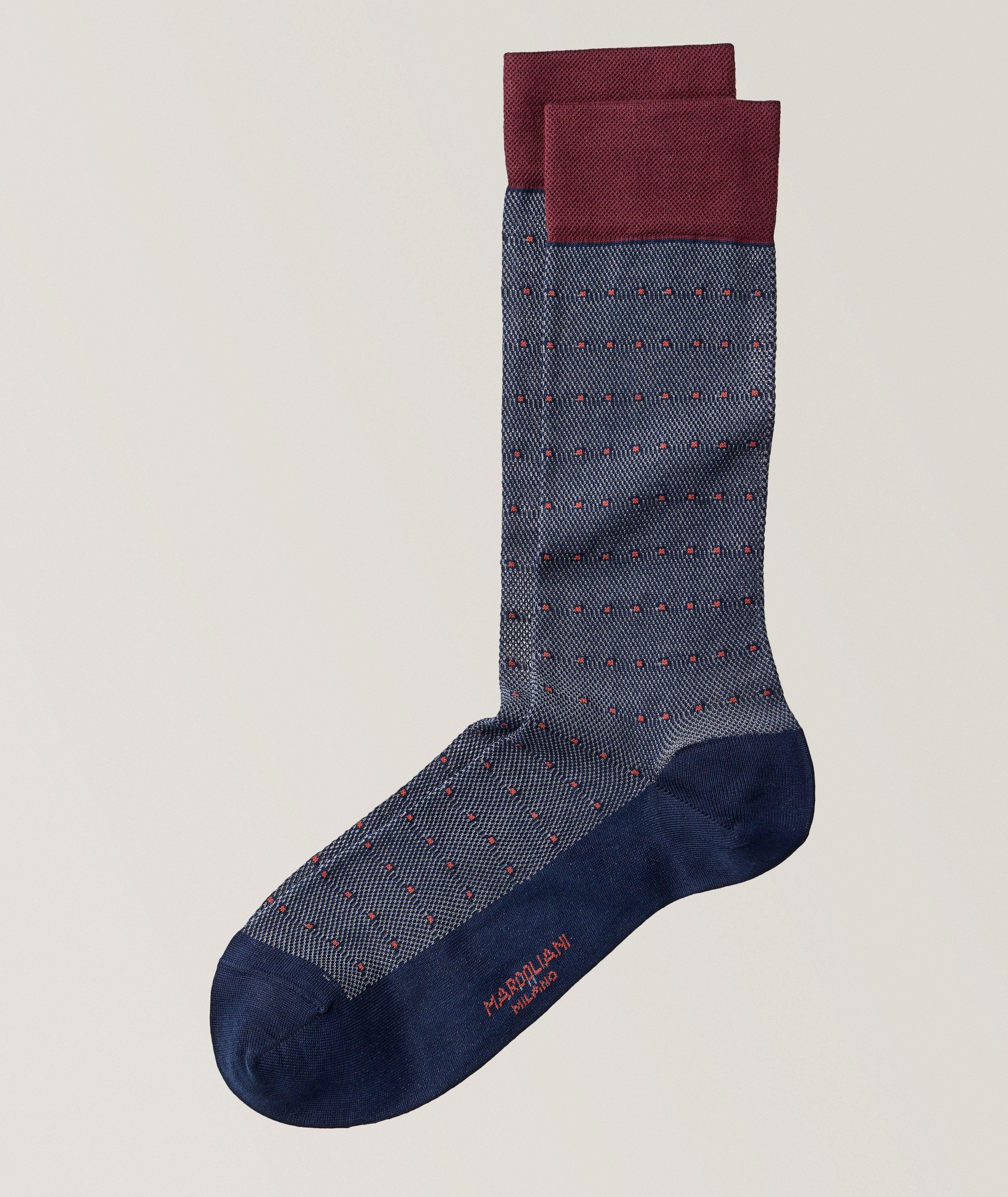 Marcoliani Contemporary Dots Pima Cotton-Blend Dress Socks, Socks