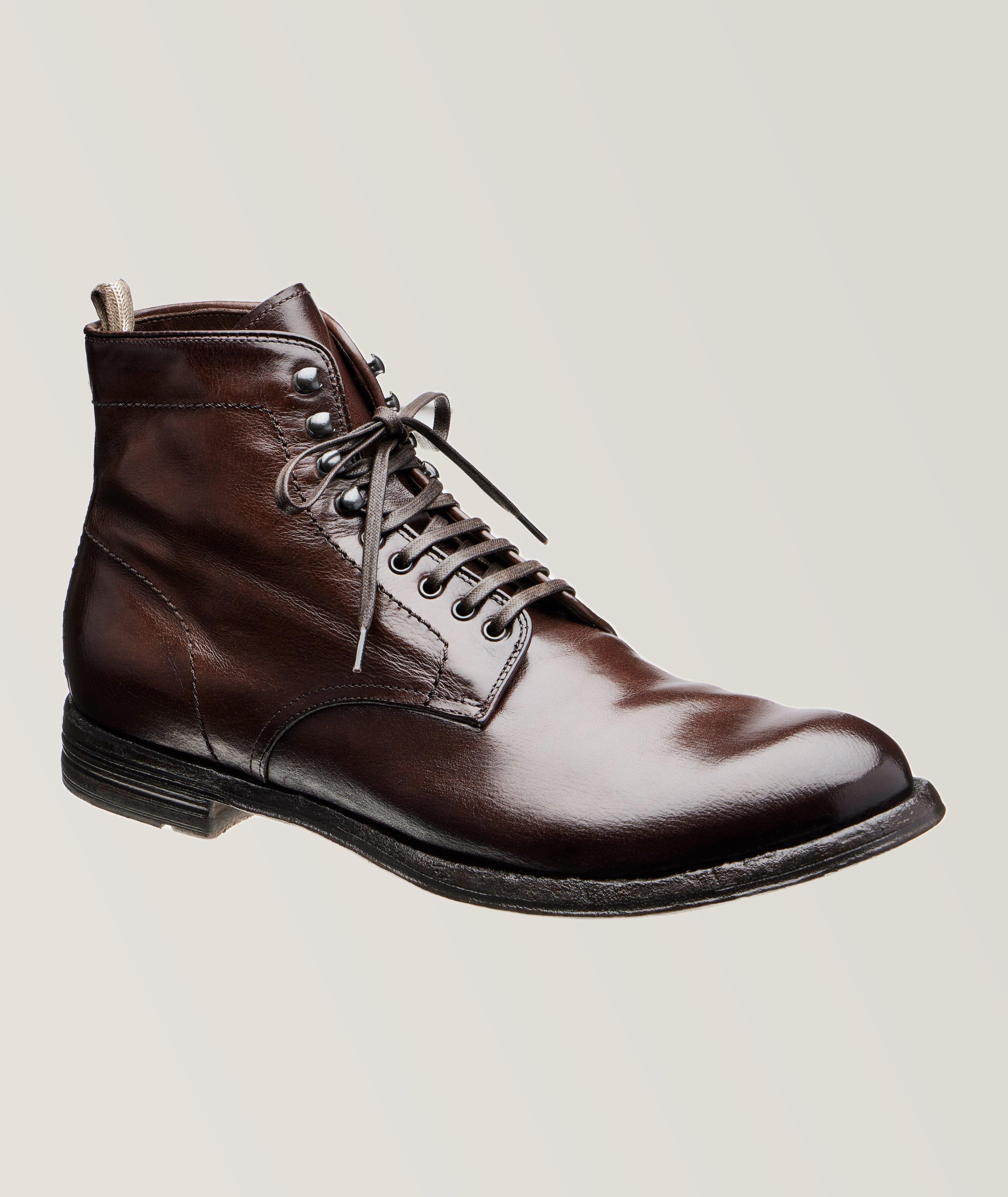 Officine Creative Anatomia 013 Distressed Leather Lace-Up Boots