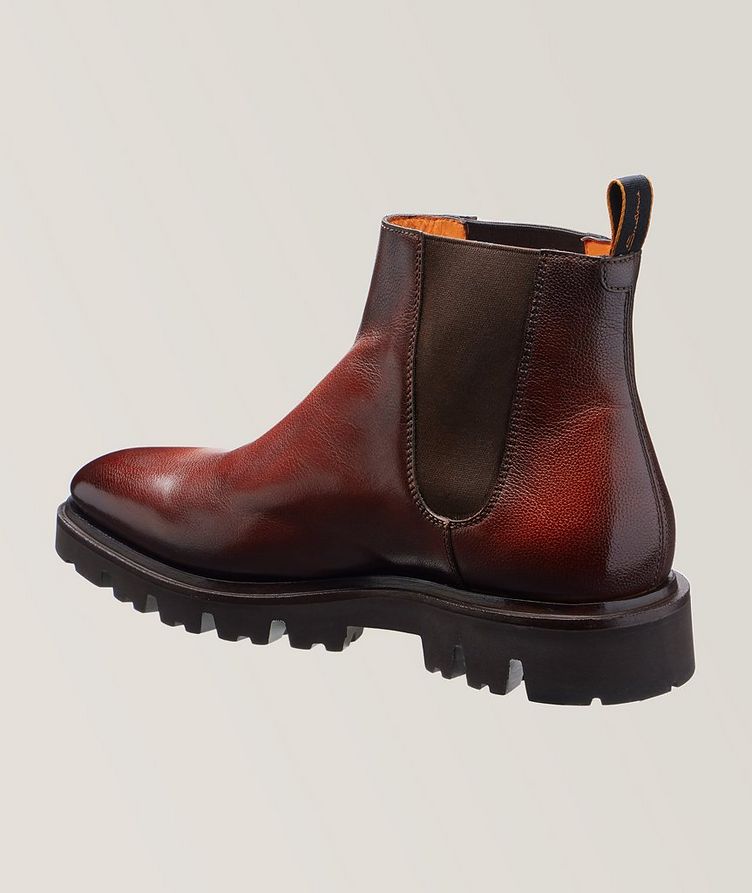 Burnished Grained Leather Chelsea Boots image 1