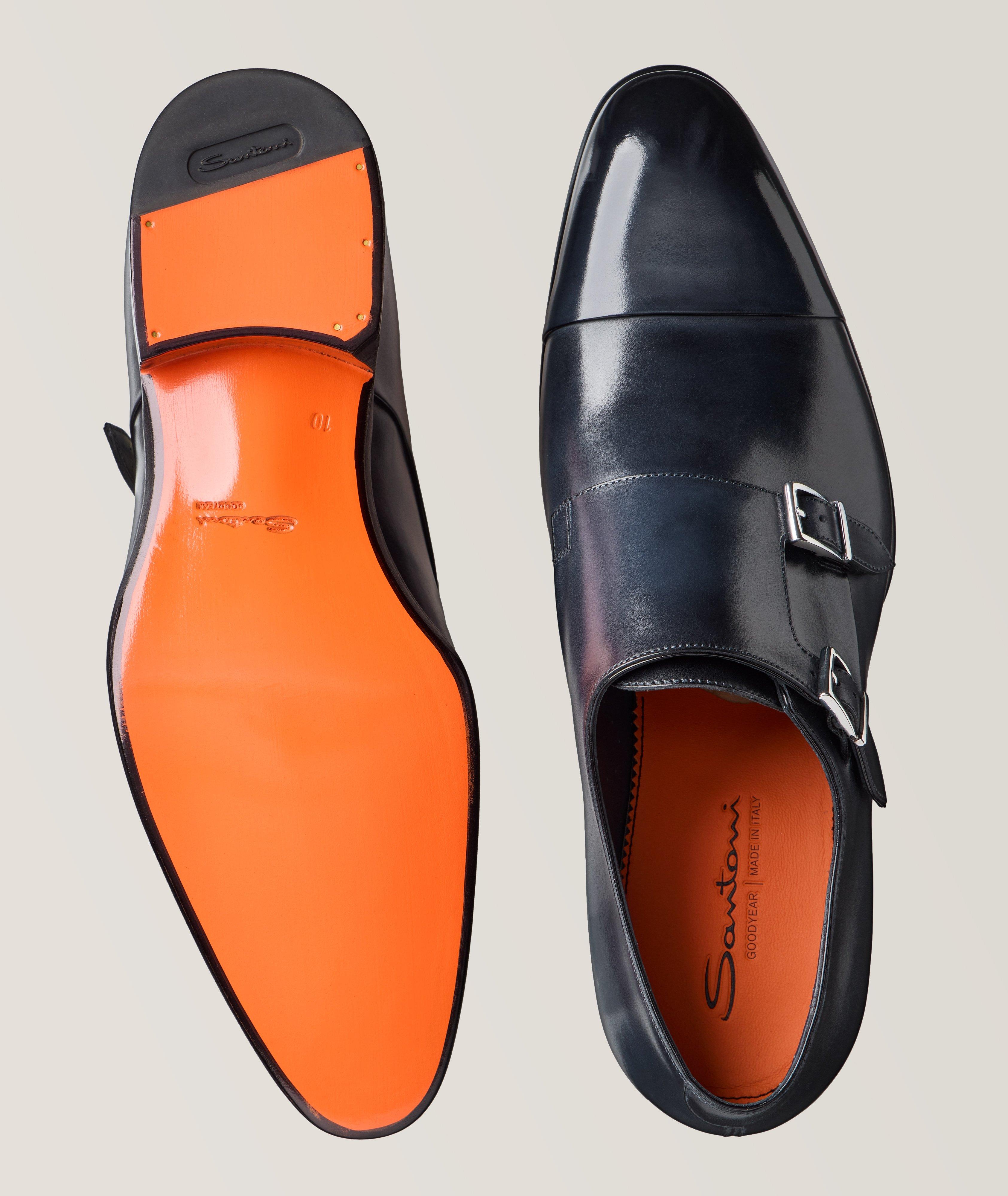 Burnished Leather Double Monk-Strap Shoes image 2