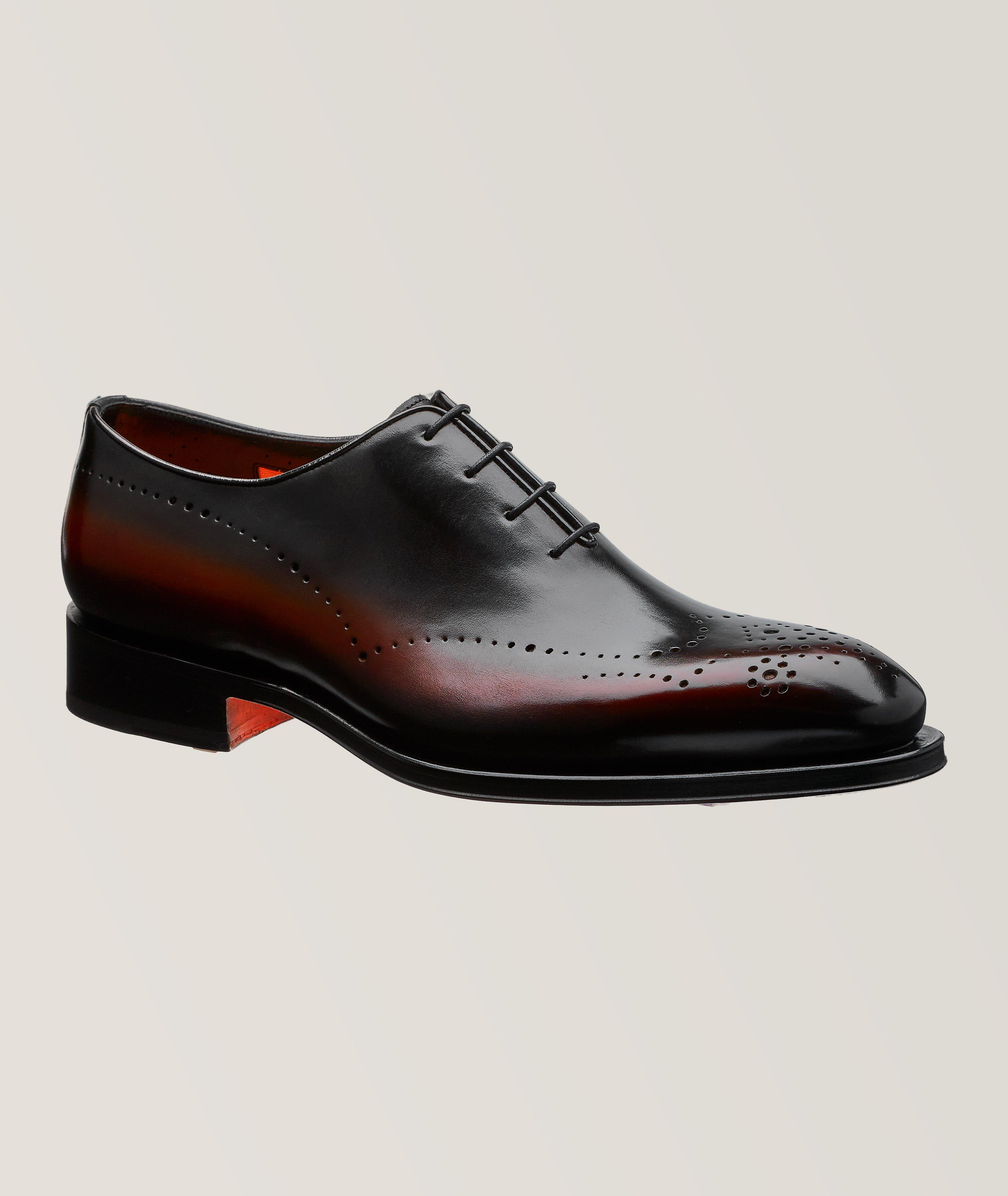 Brogued Burnished Leather Oxfords image 0