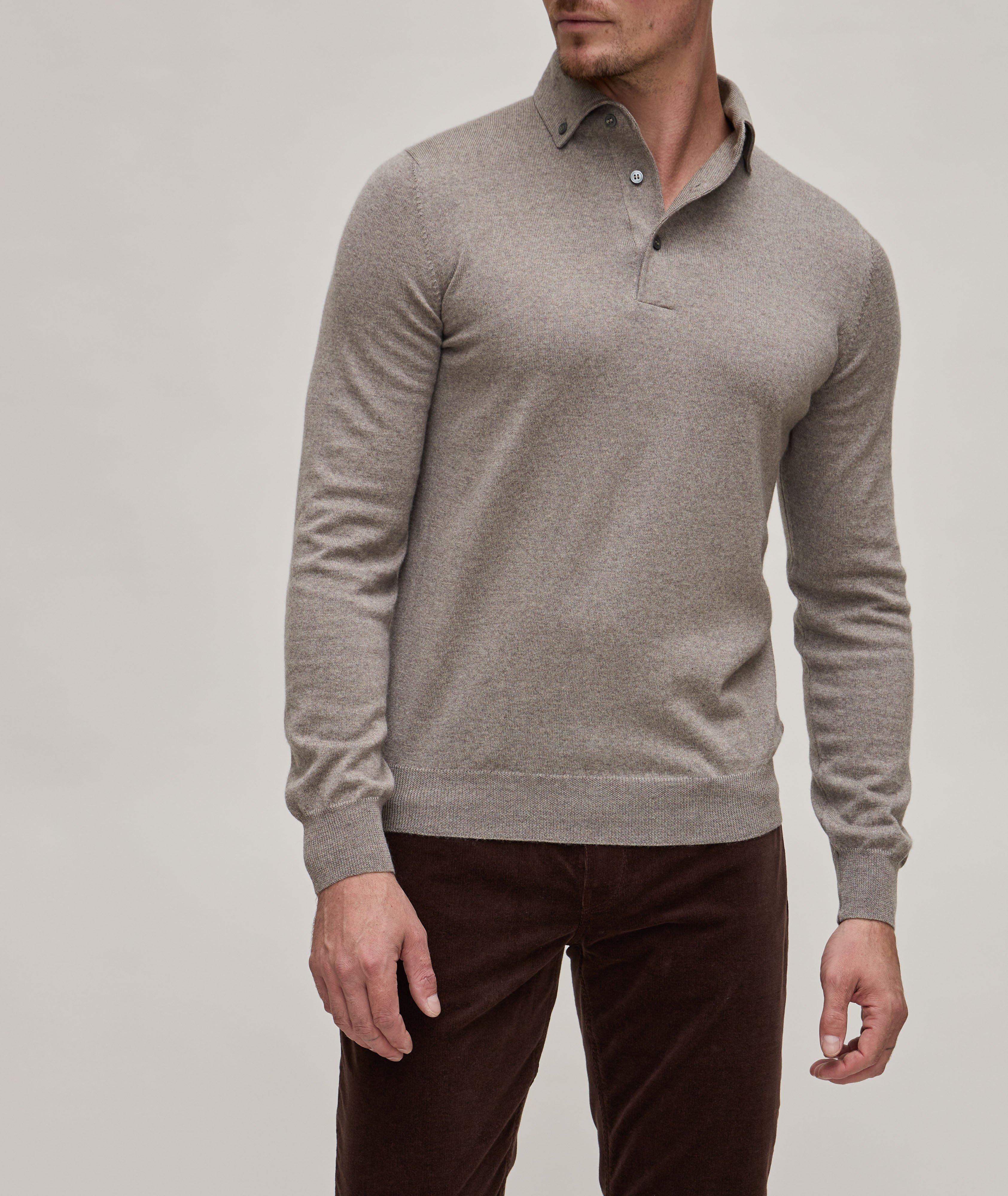 Long-Sleeve Virgin Wool Polo  image 1