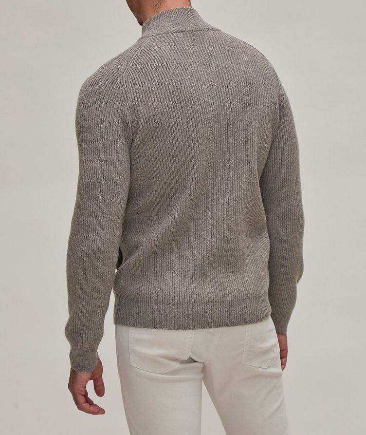 Ribbed Virgin Wool-Blend Two-Way Zip Sweater image 2