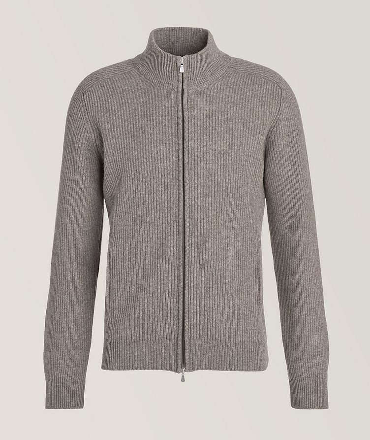 Ribbed Virgin Wool-Blend Two-Way Zip Sweater image 0