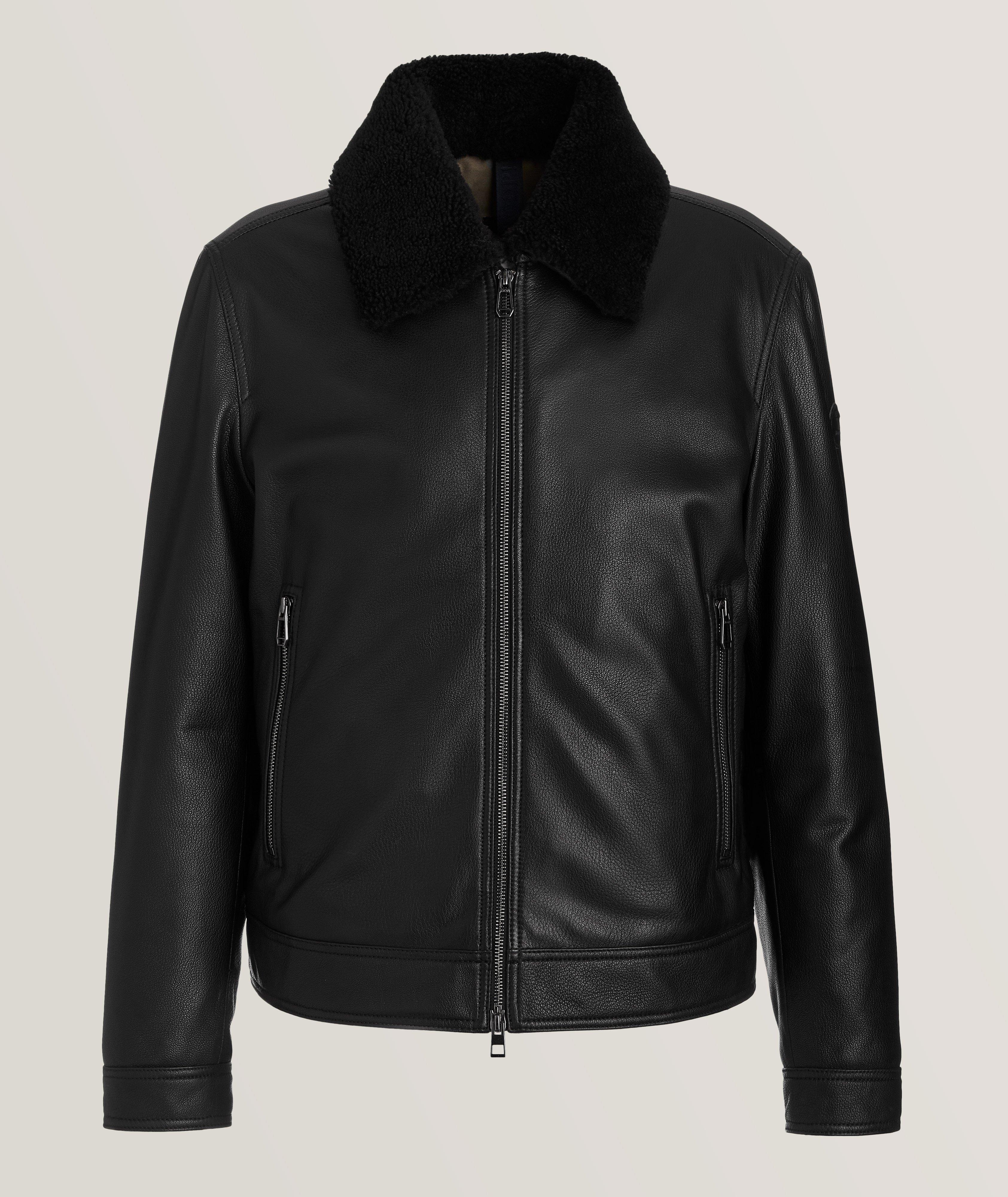 Two-Way Zip Leather Shearling Jacket image 0