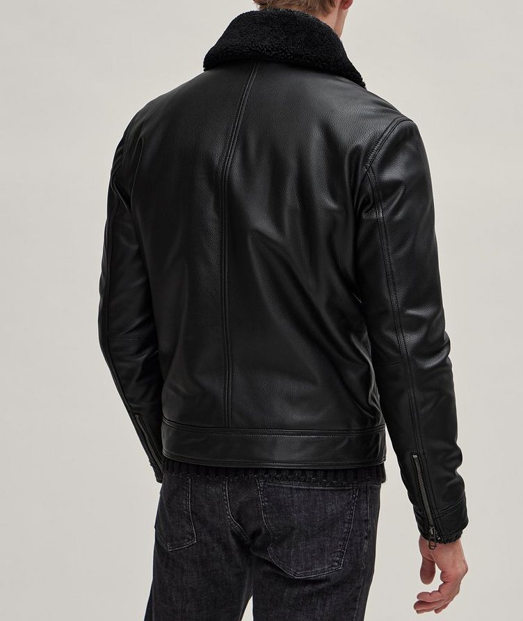 Two-Way Zip Leather Shearling Jacket image 2