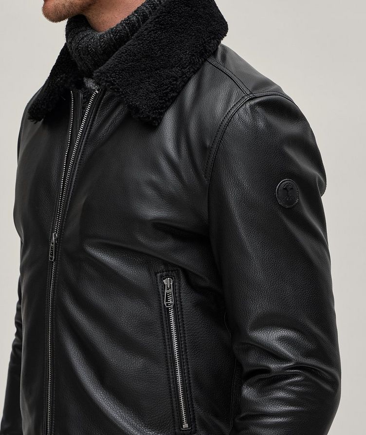 Two-Way Zip Leather Shearling Jacket image 3