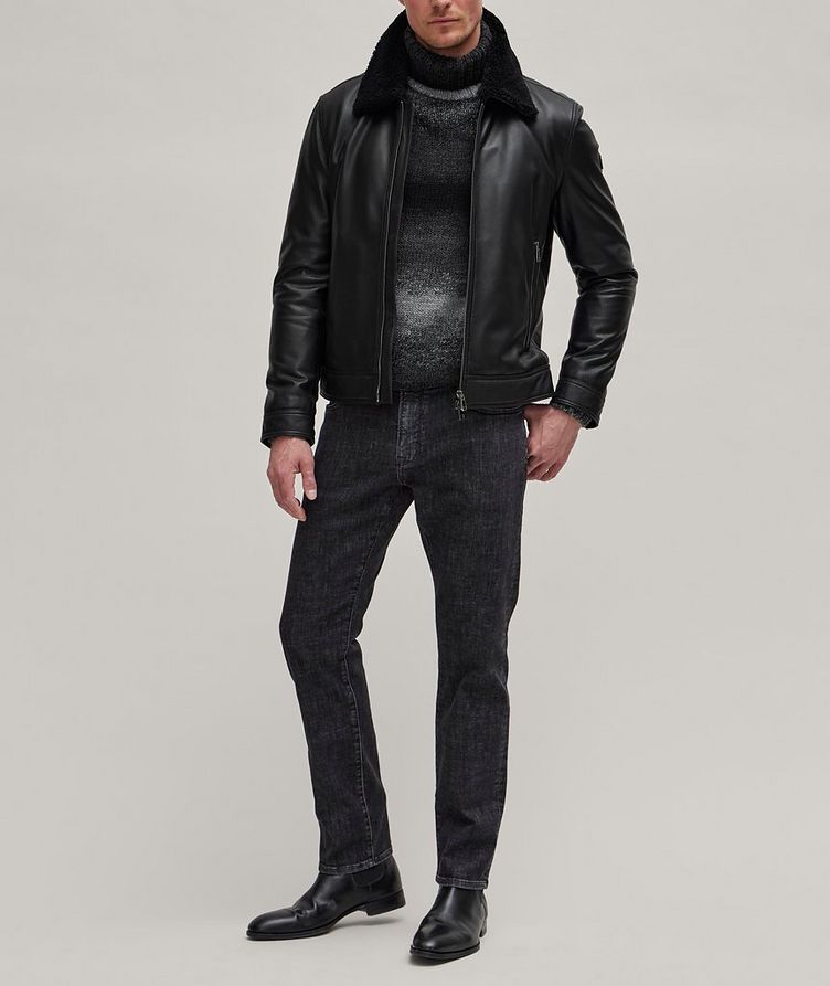Two-Way Zip Leather Shearling Jacket image 4