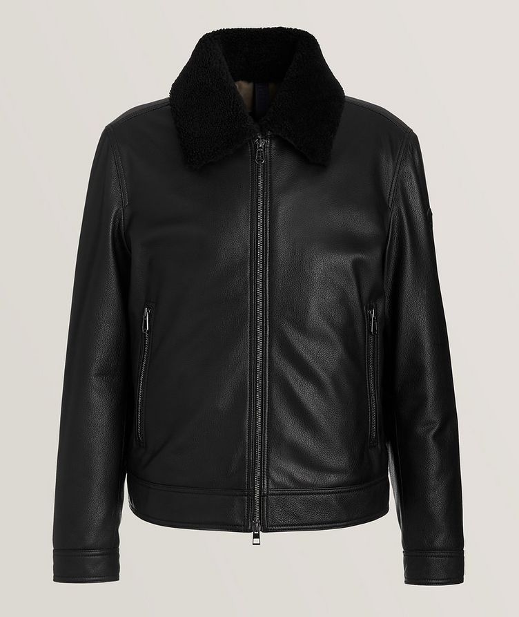 Two-Way Zip Leather Shearling Jacket image 0