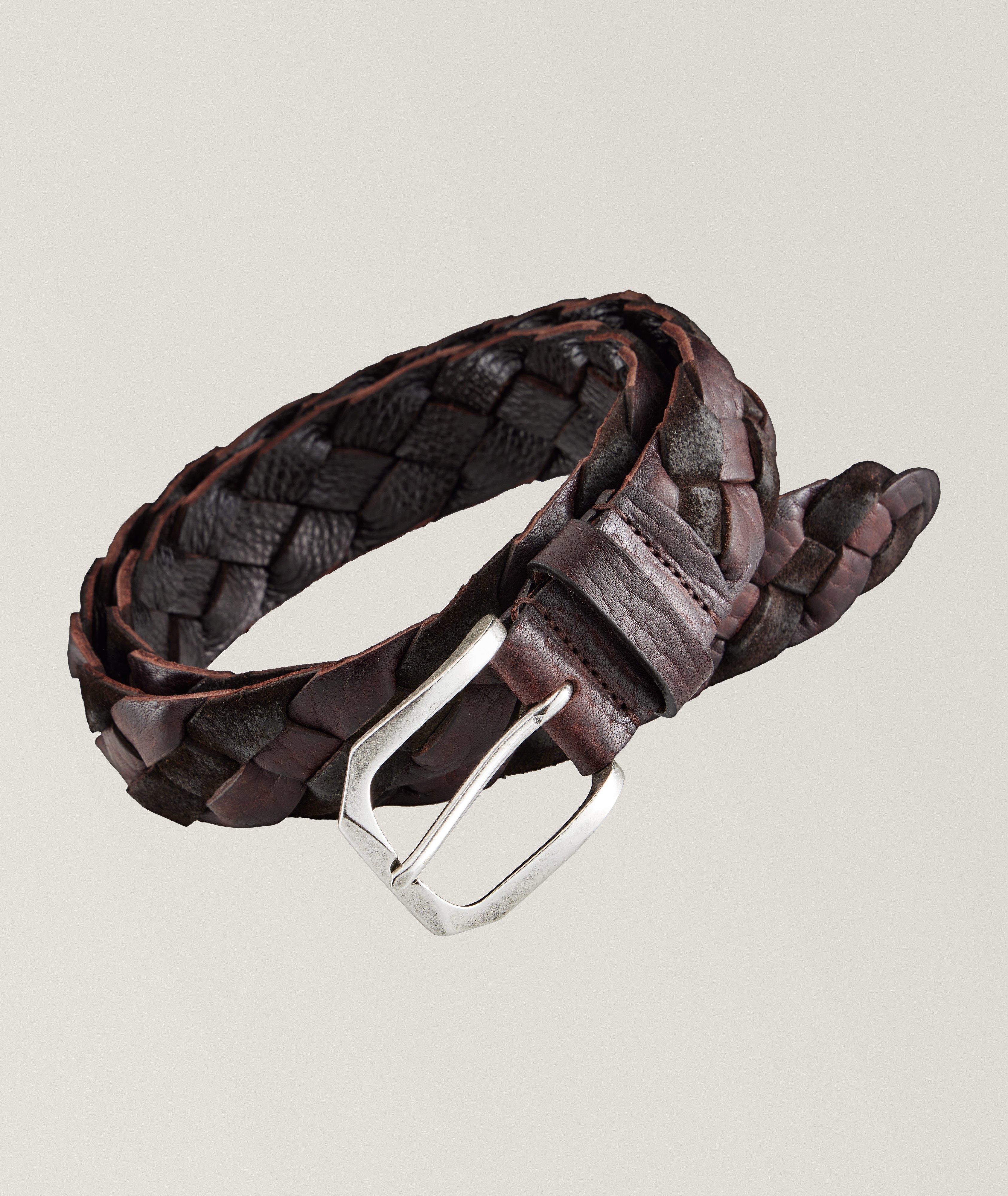 Men's Woven Leather Belt