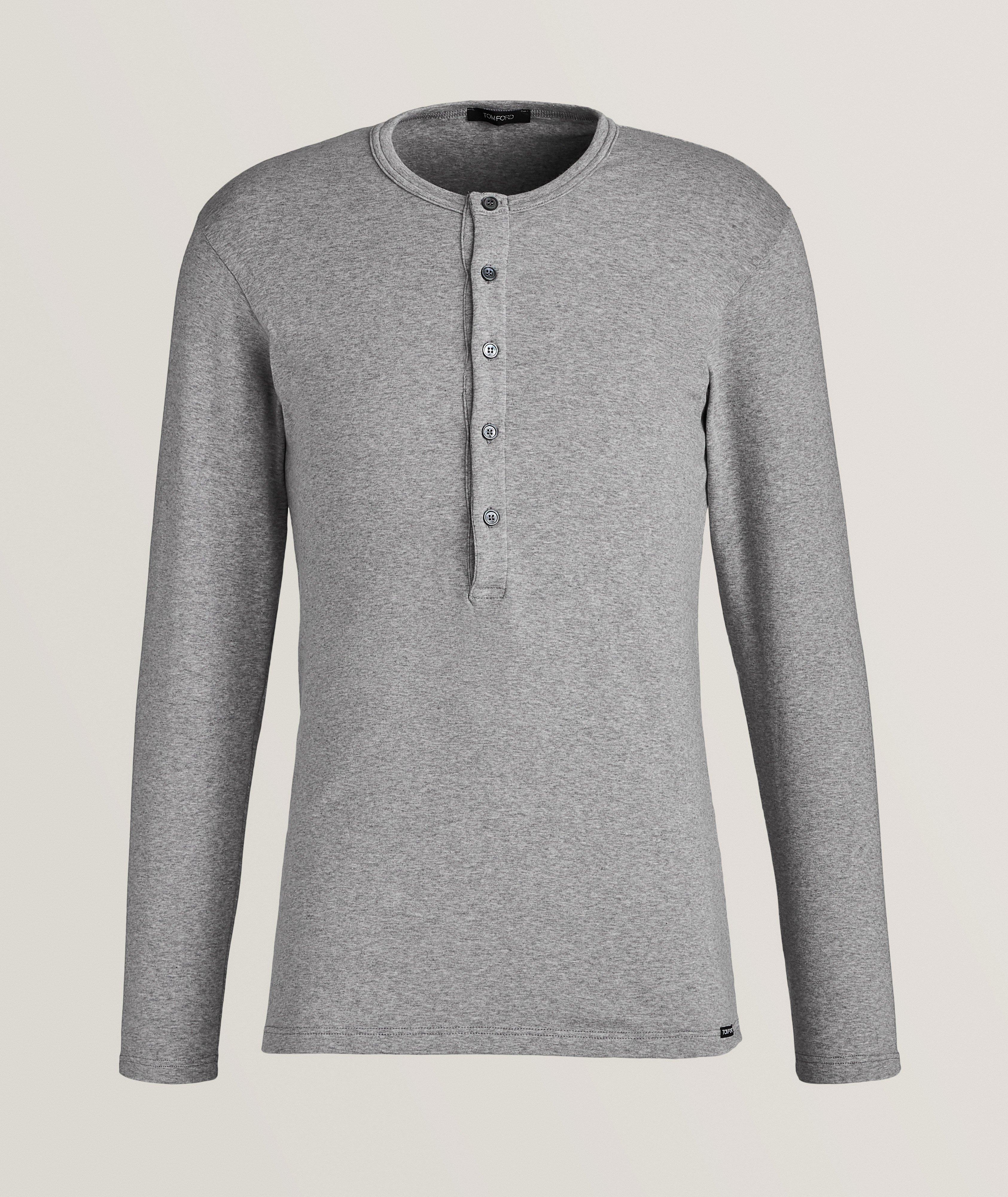 Mélange Stretch-Cotton Henley image 0