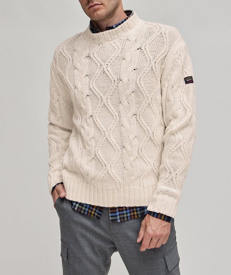 Cable-Knit Crewneck Fisherman Sweater image 1