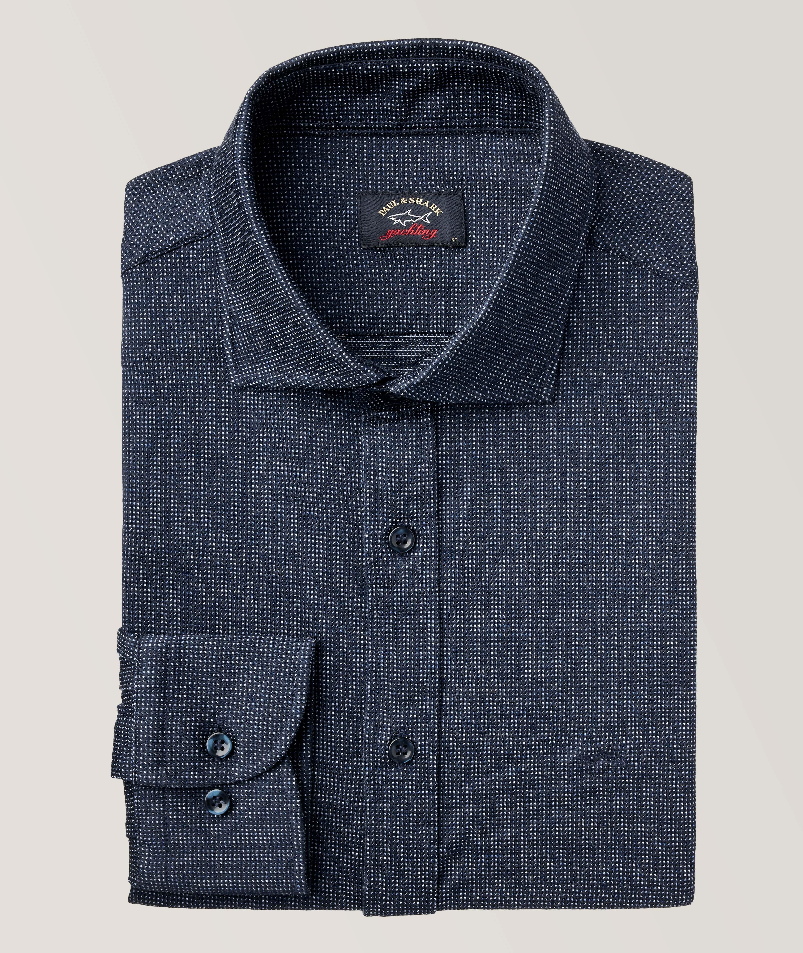 Micro Jacquard Patterned Cotton Sport Shirt image 0