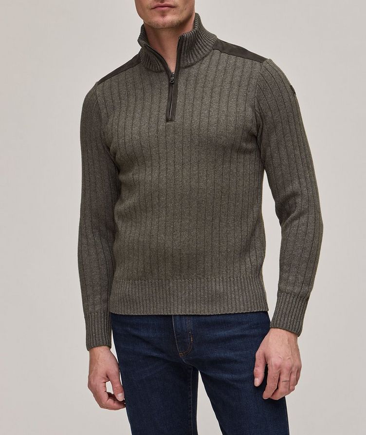Ribbed Quarter-Zip Virgin Wool-Blend Sweater image 1