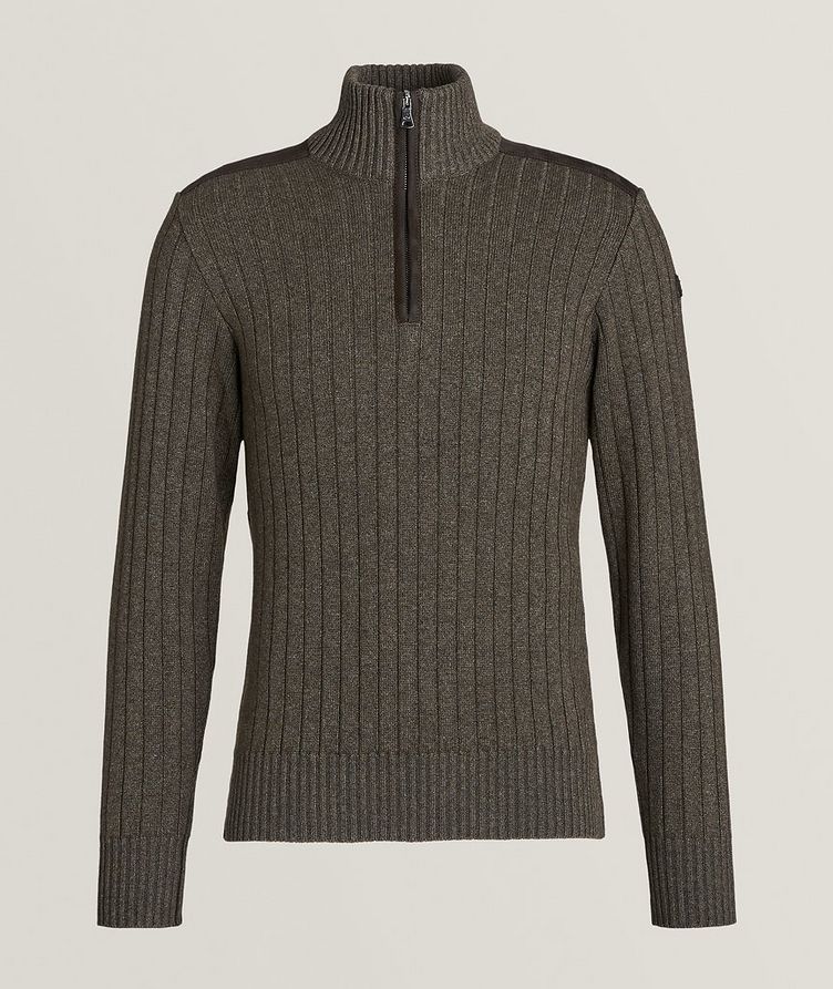 Ribbed Quarter-Zip Virgin Wool-Blend Sweater image 0