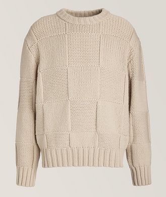 FRAME Grid Merino Wool Crewneck Sweater