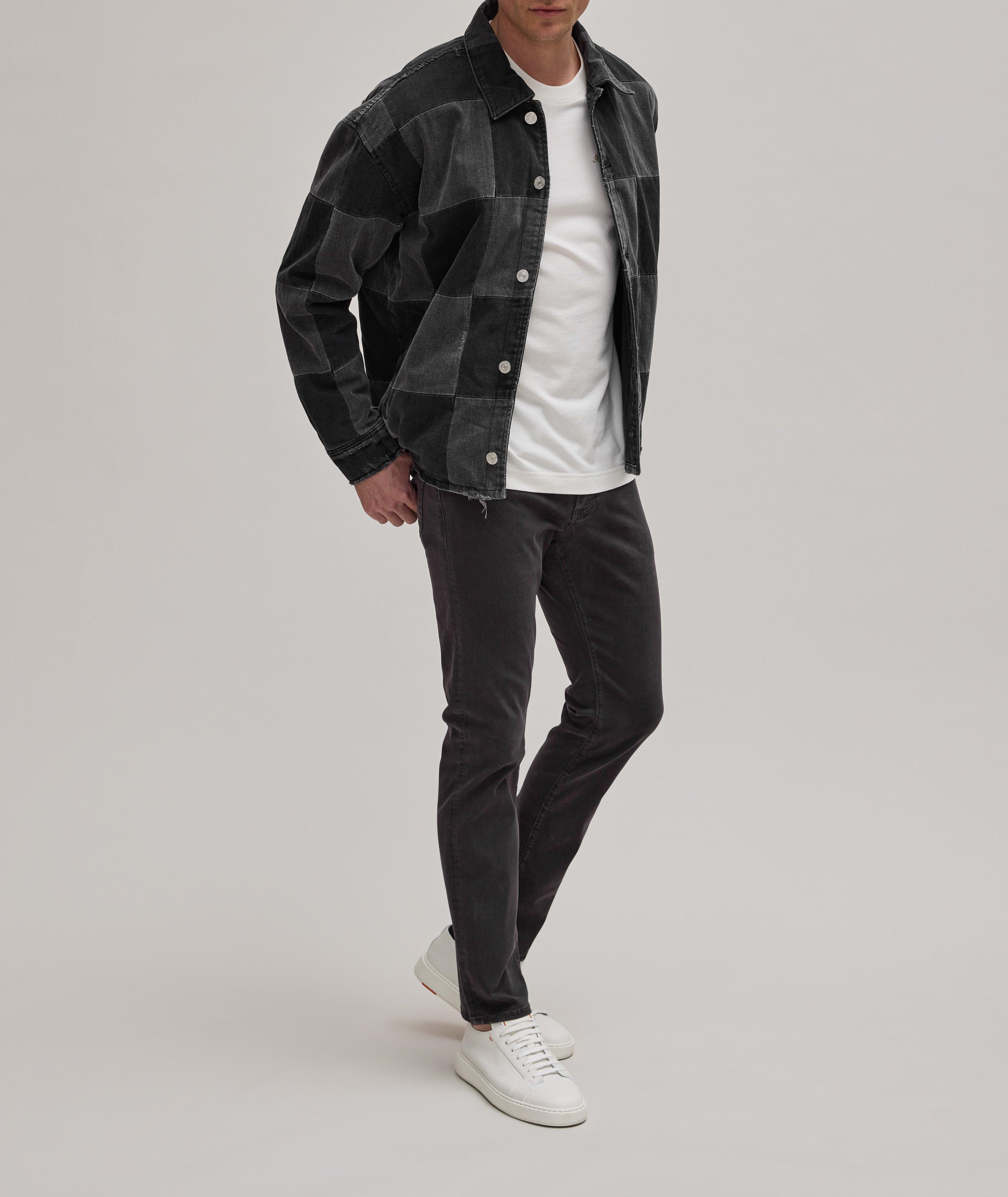 Monochrome Checked Cotton Denim Jacket image 3