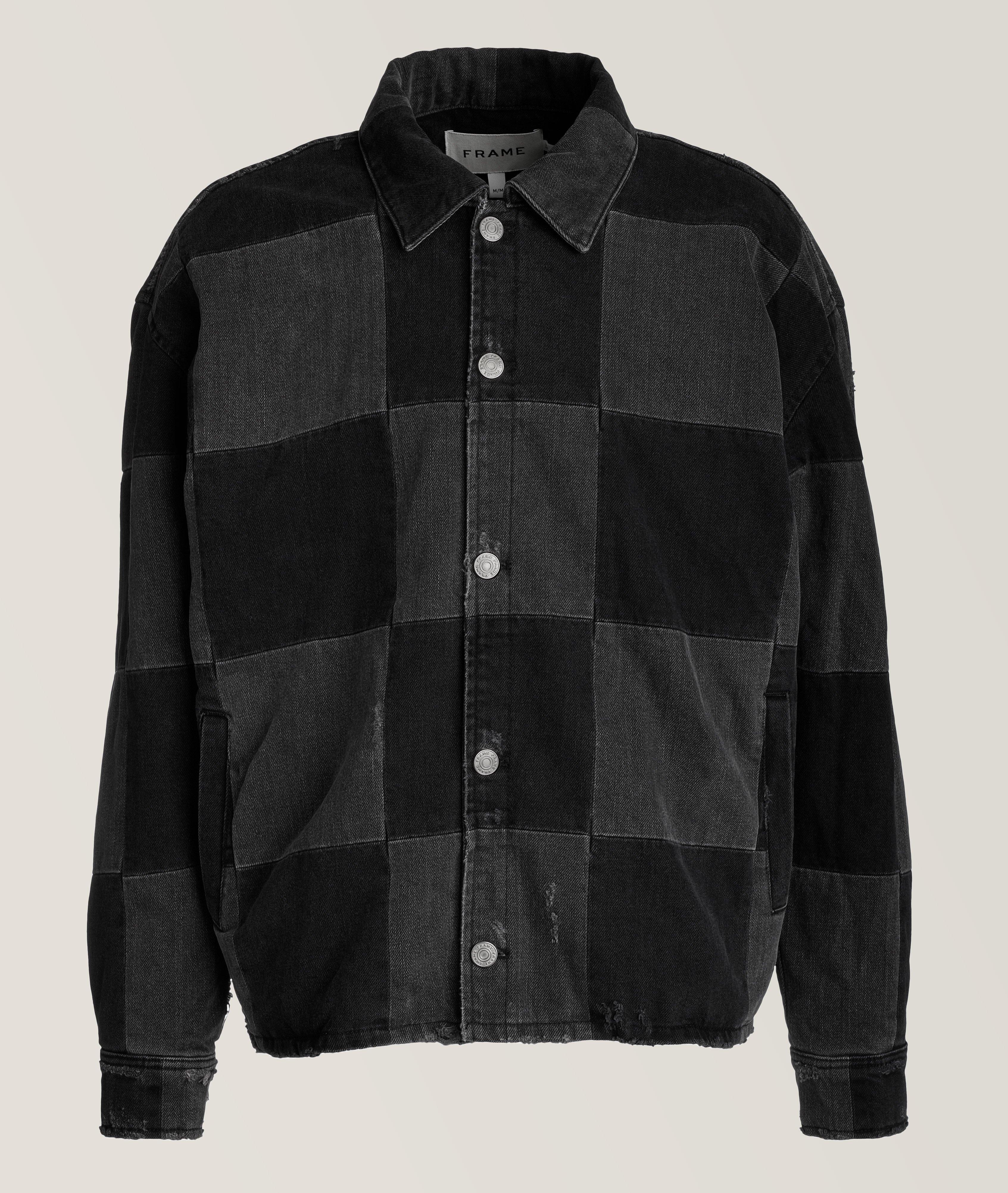 Monochrome Checked Cotton Denim Jacket image 0