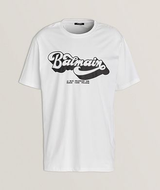 Balmain Retro Logo Print Cotton T-Shirt
