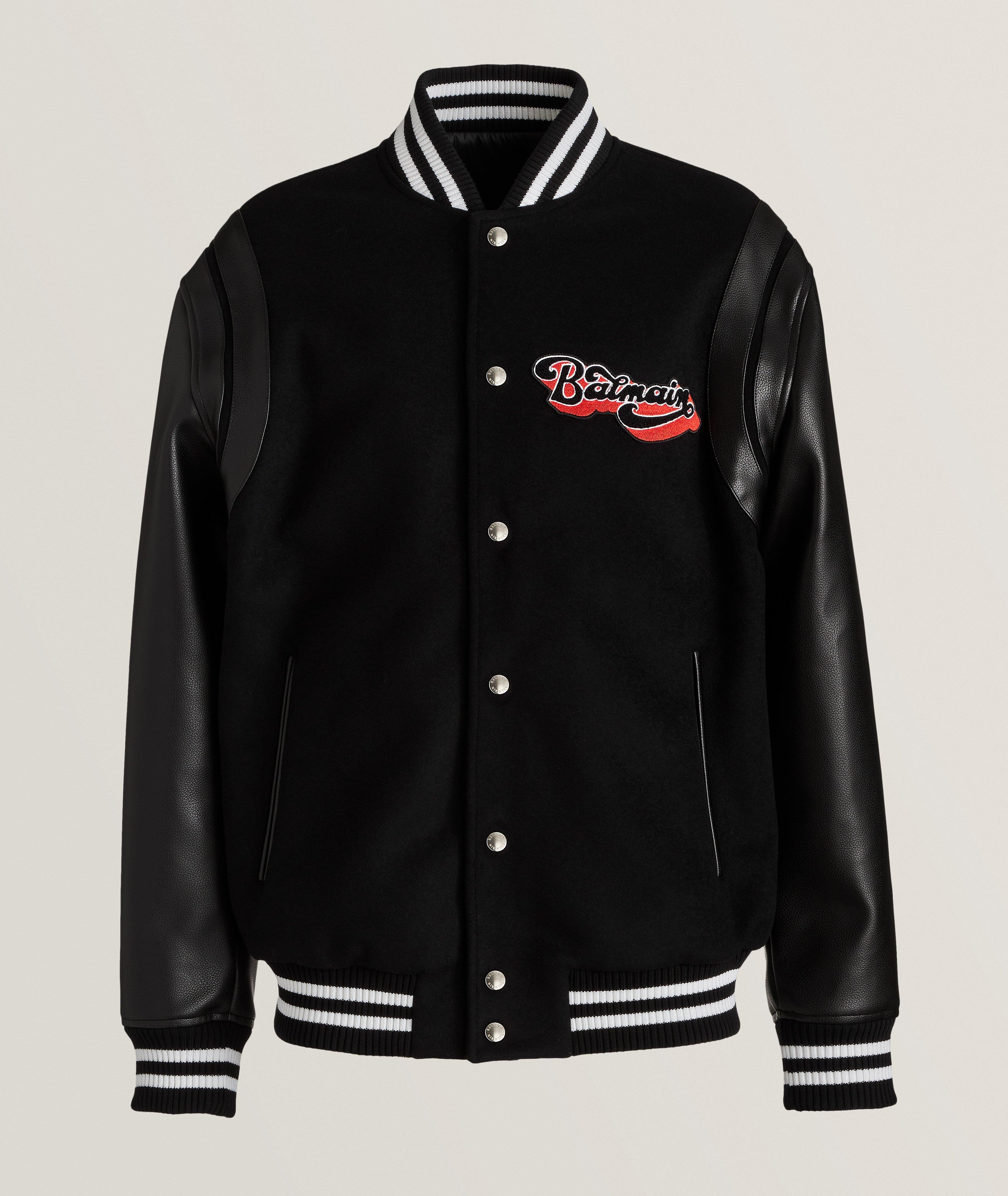 Balmain Dynamic Embroidered Logo Letterman Jacket