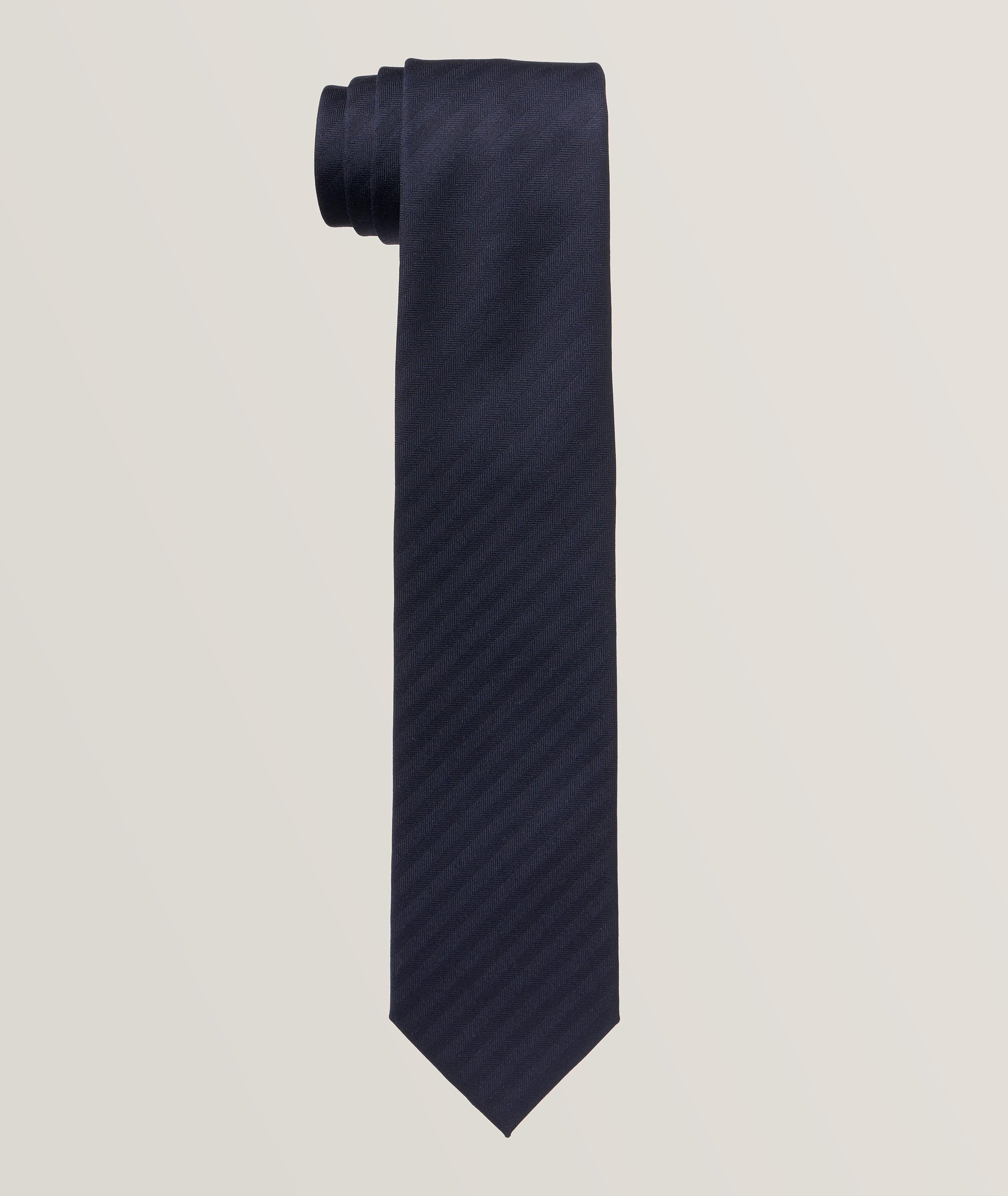 Tonal Striped Wool Tie image 0