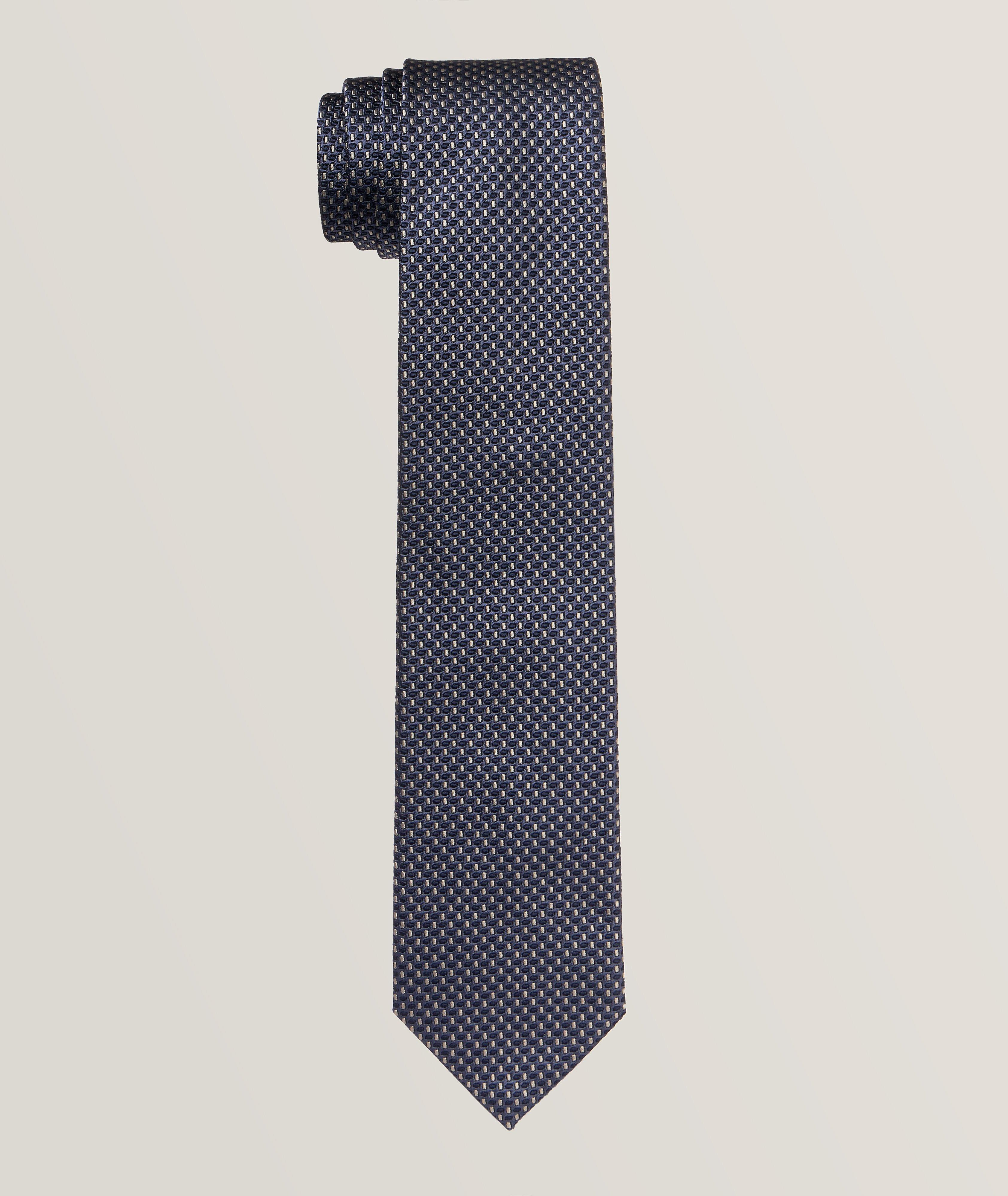 Cravate en soie et en coton à motif pointillé image 0