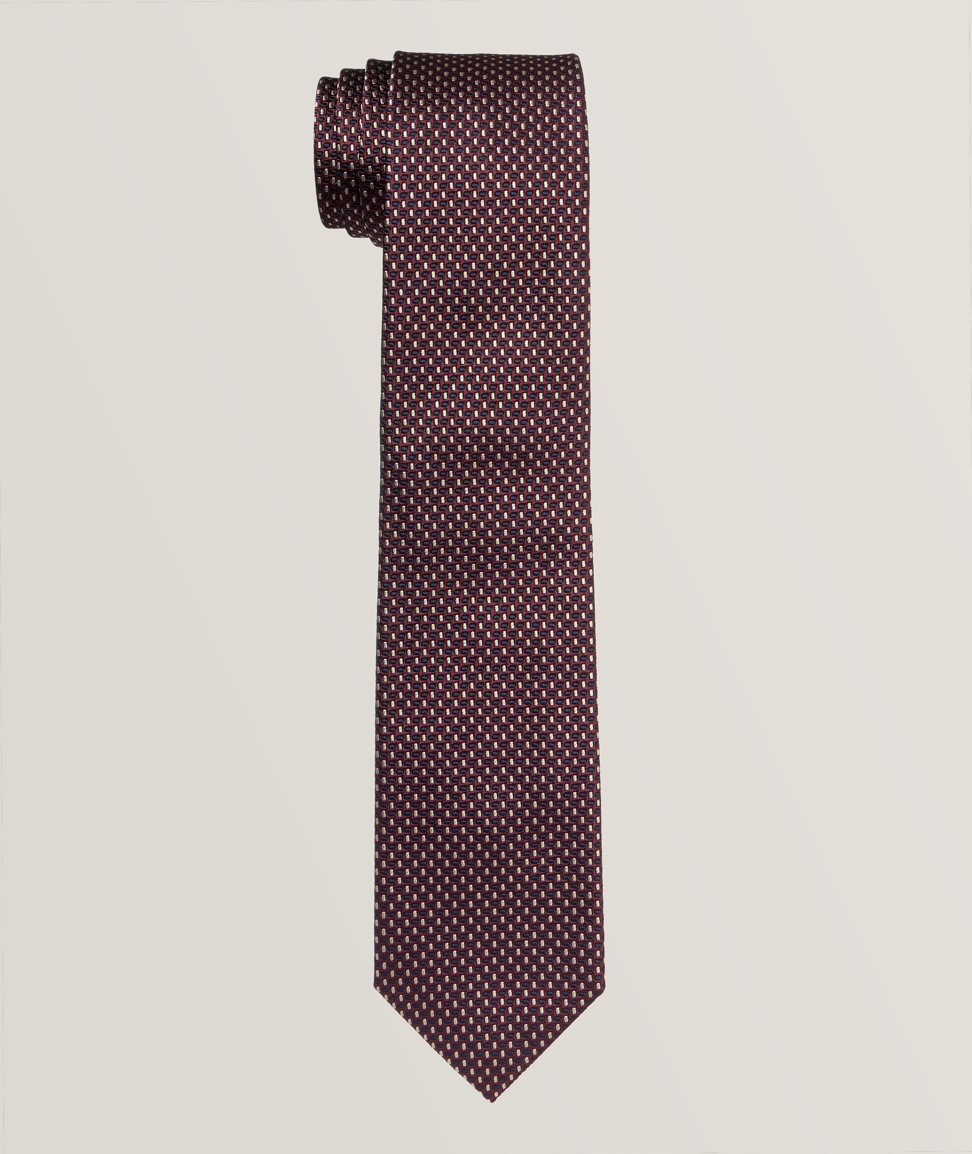 Cravate en soie et en coton à motif pointillé image 0