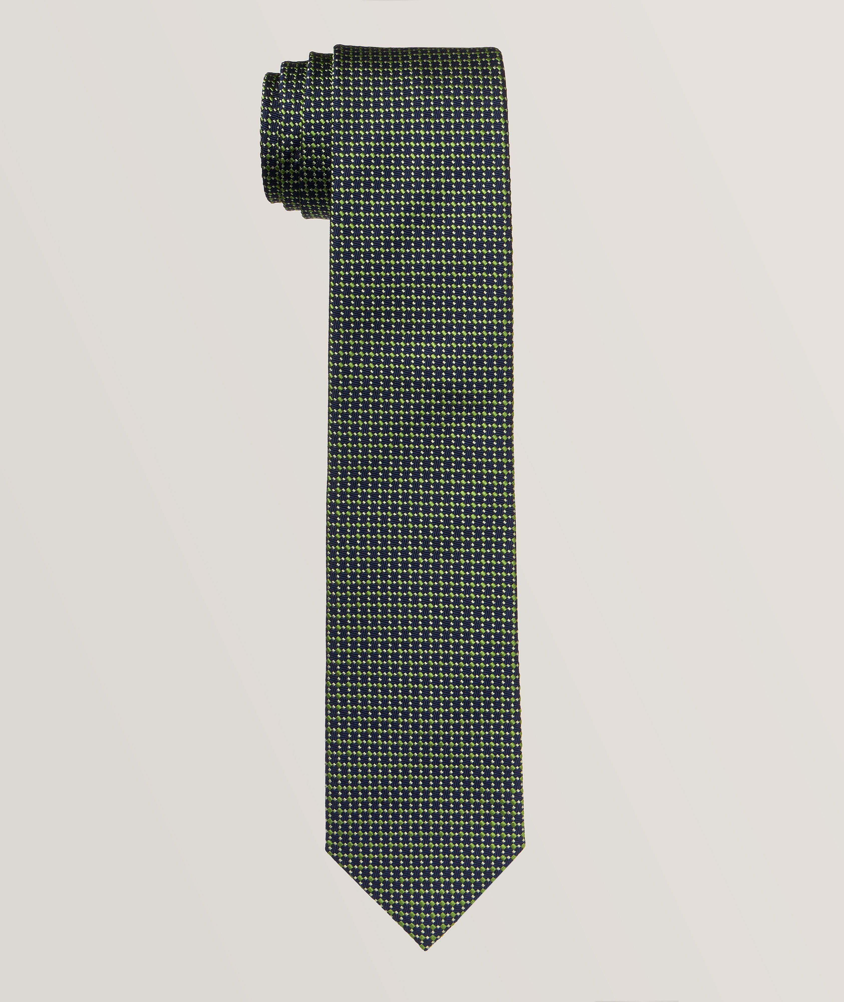 Cravate en soie et en coton à motif répété image 0