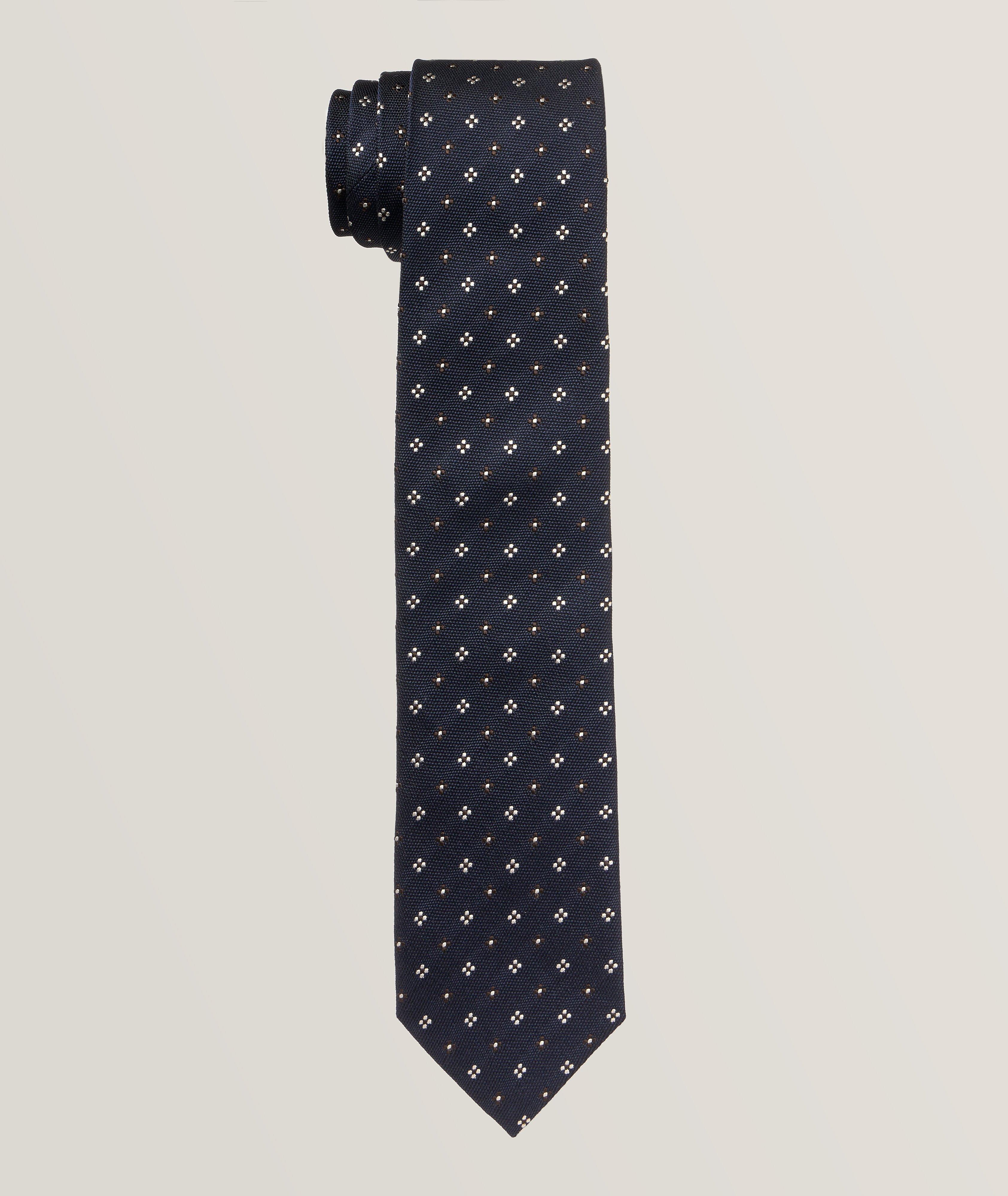 Cravate en soie et en coton à motif répété image 0
