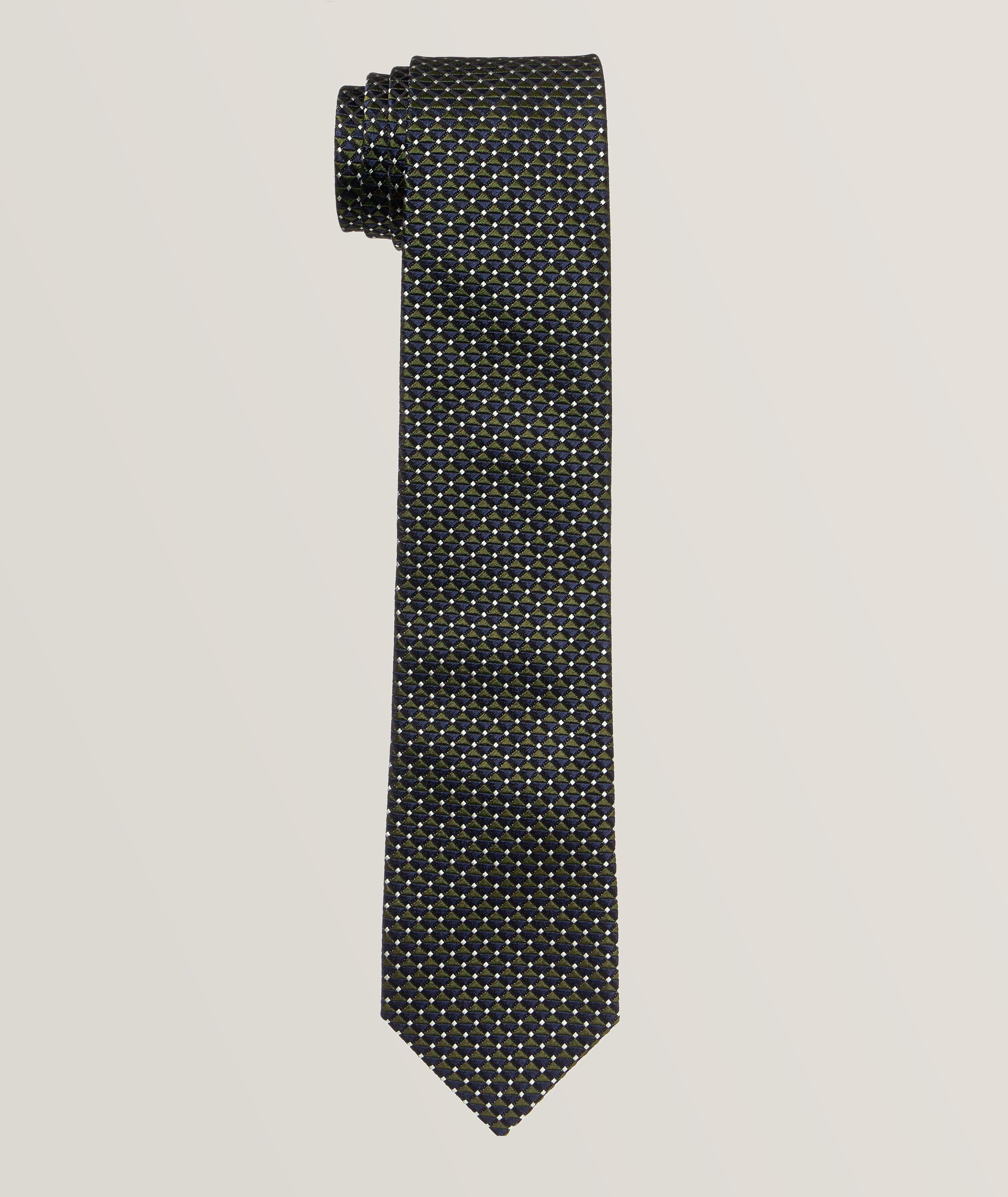 Cravate en soie et en coton à motif géométrique image 0