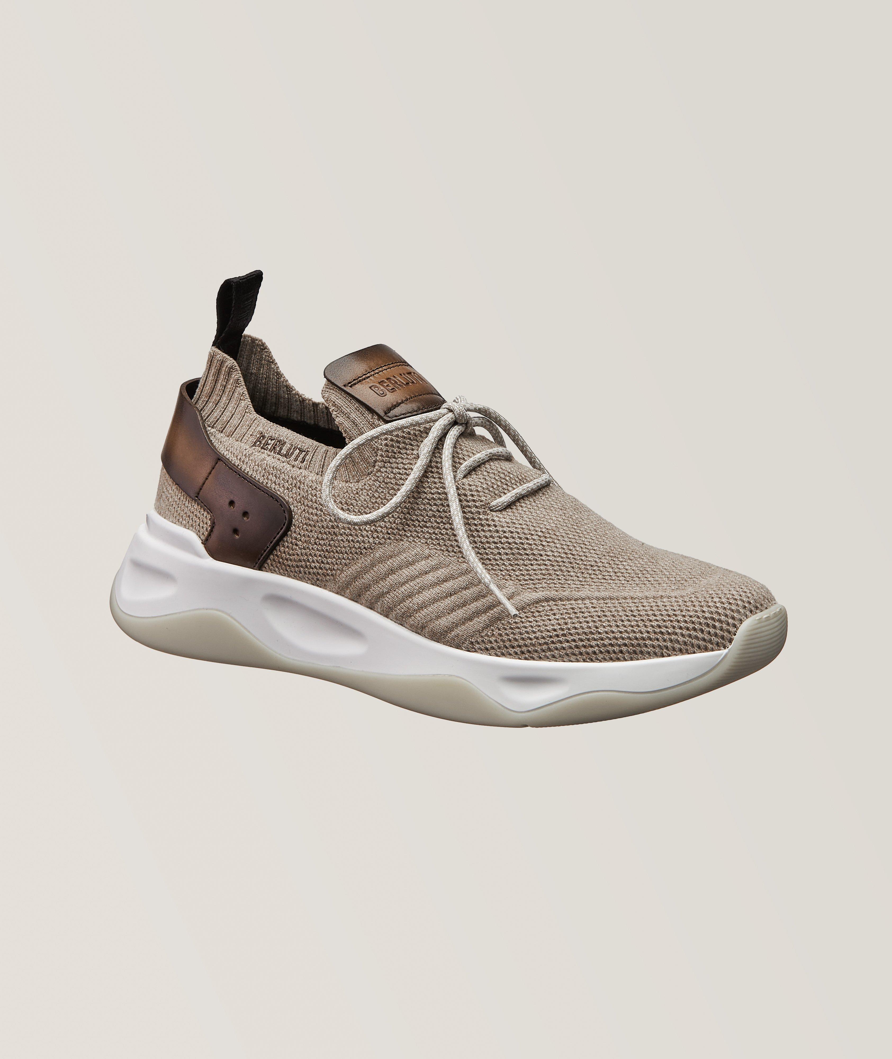 Shadow Knitted And Leather Sneakers in Beige - Berluti