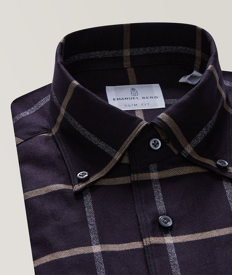 Button-Down Collar Checked Herringbone Pattern Casual Shirt image 2