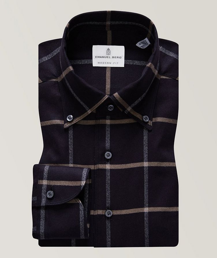 Button-Down Collar Checked Herringbone Pattern Casual Shirt image 0