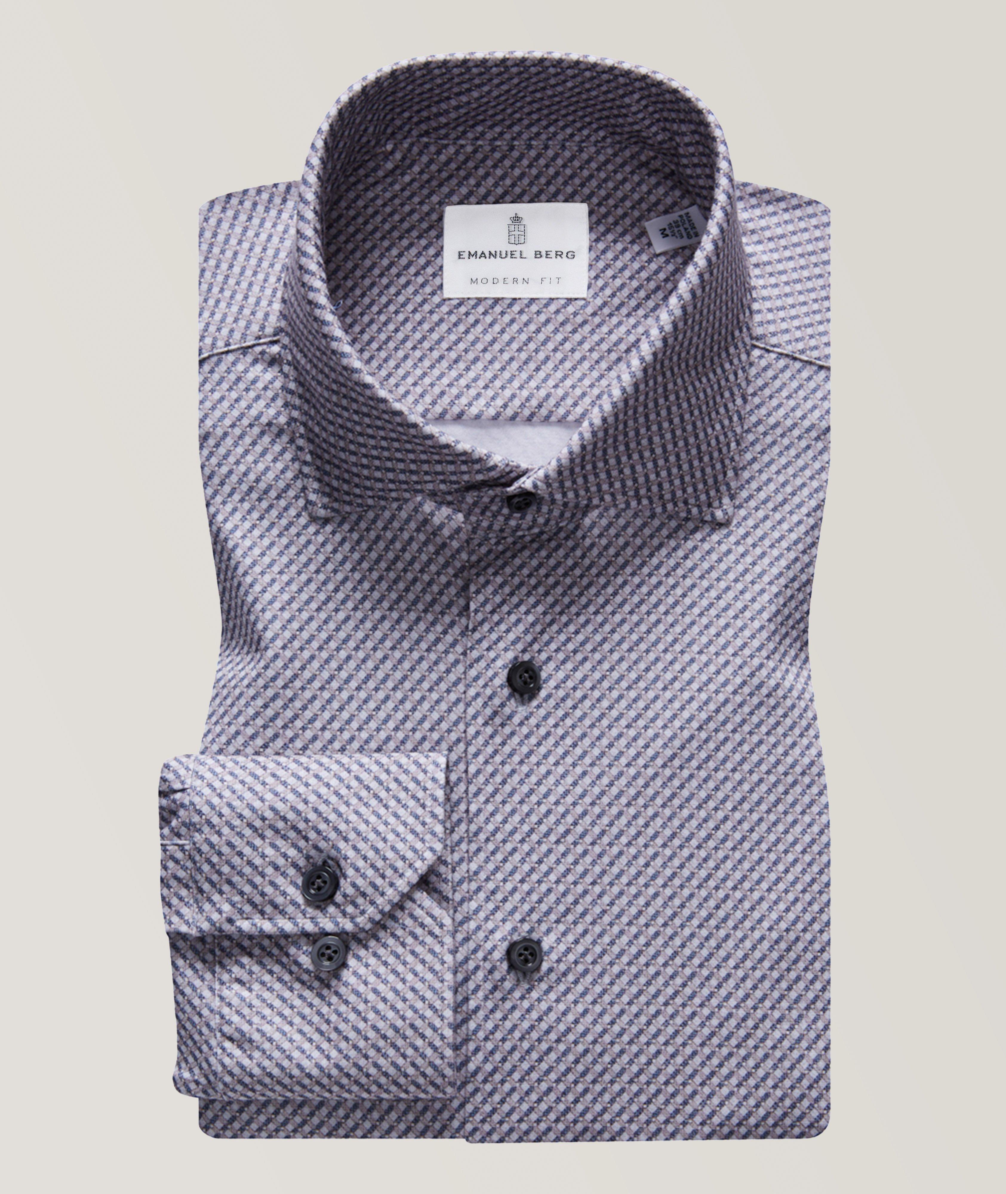 Quattro Flex Dress Shirt with Semi-Spread Collar Black