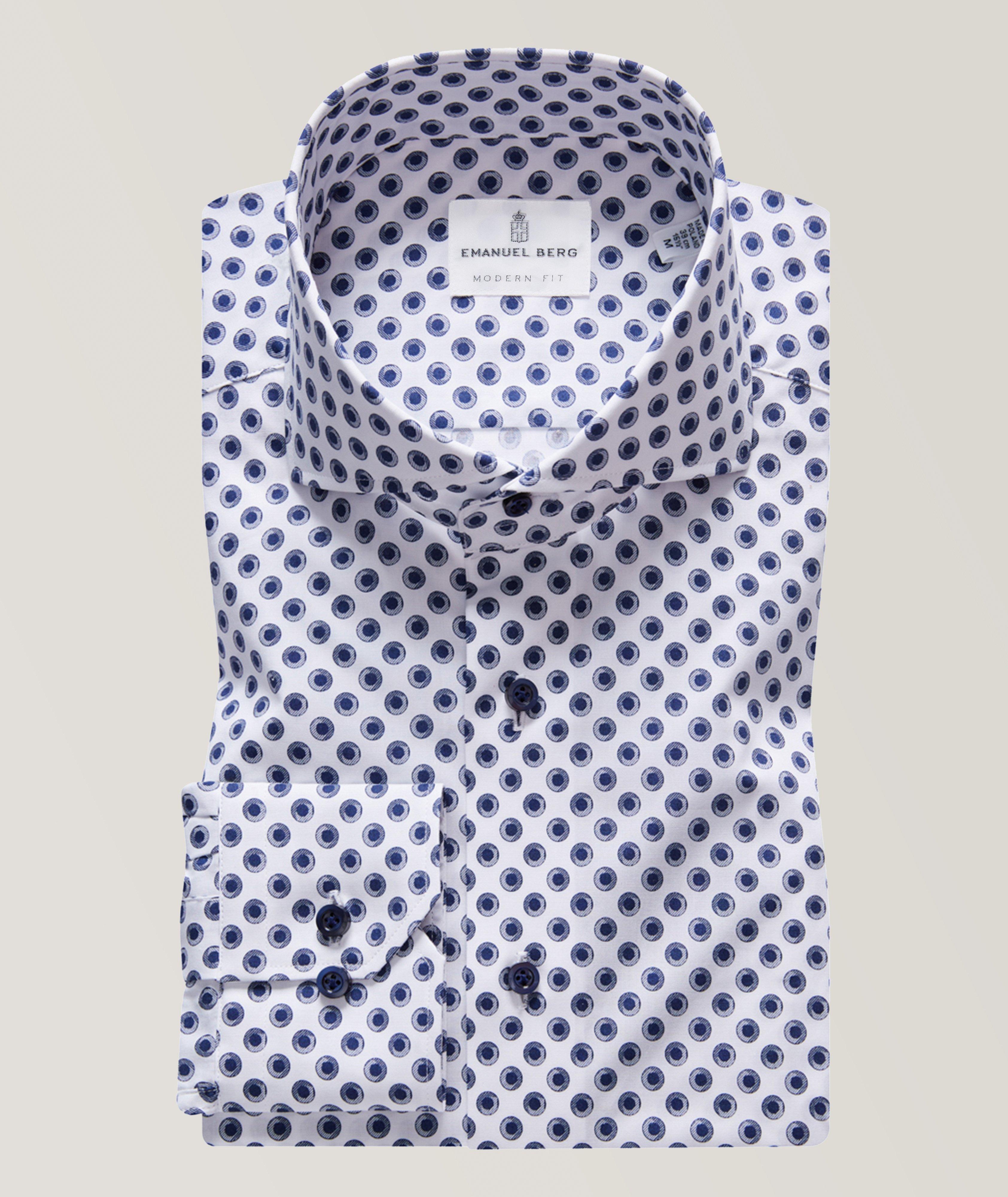 Chemise habillée en popeline de coton extensible à motif image 0