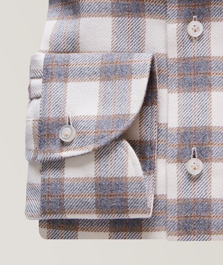 Checked Pattern Brushed Flannel Cotton Twill Casual Shirt image 3